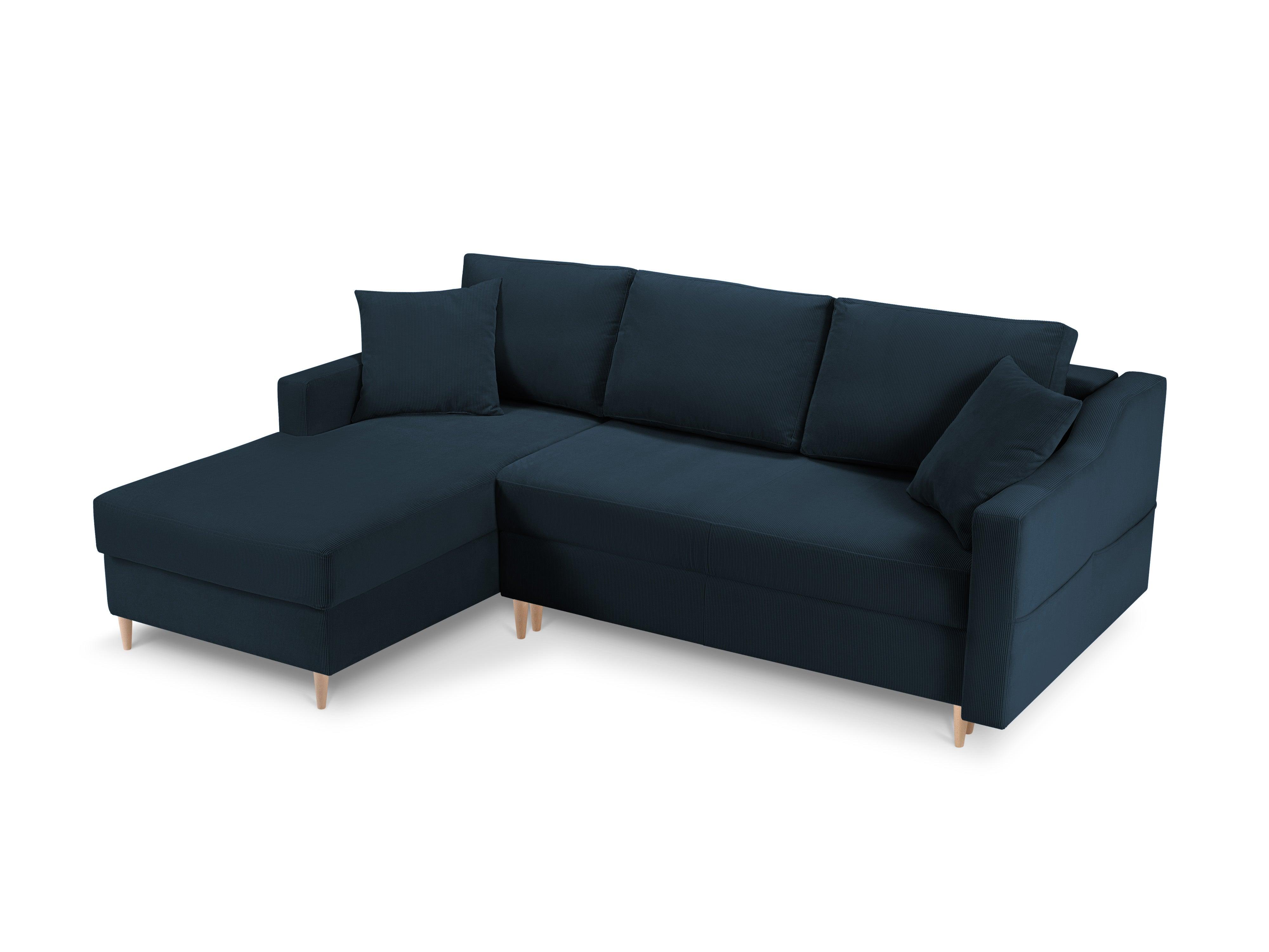 Narożnik lewostronny sztruksowy z funkcją spania ROSE ciemnoniebieski Mazzini Sofas Eye on Design
