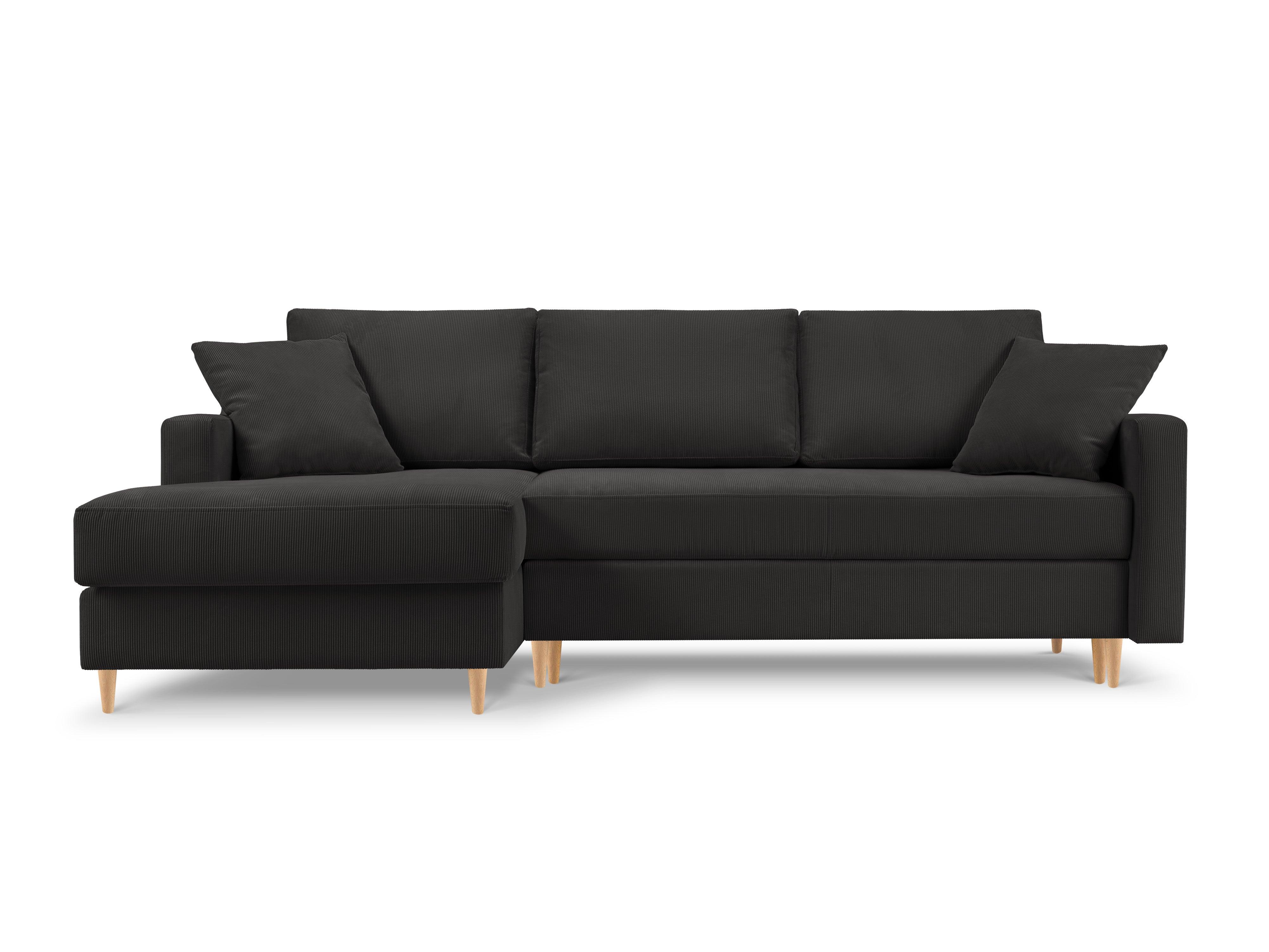 Narożnik lewostronny sztruksowy z funkcją spania ROSE ciemnoszary Mazzini Sofas Eye on Design