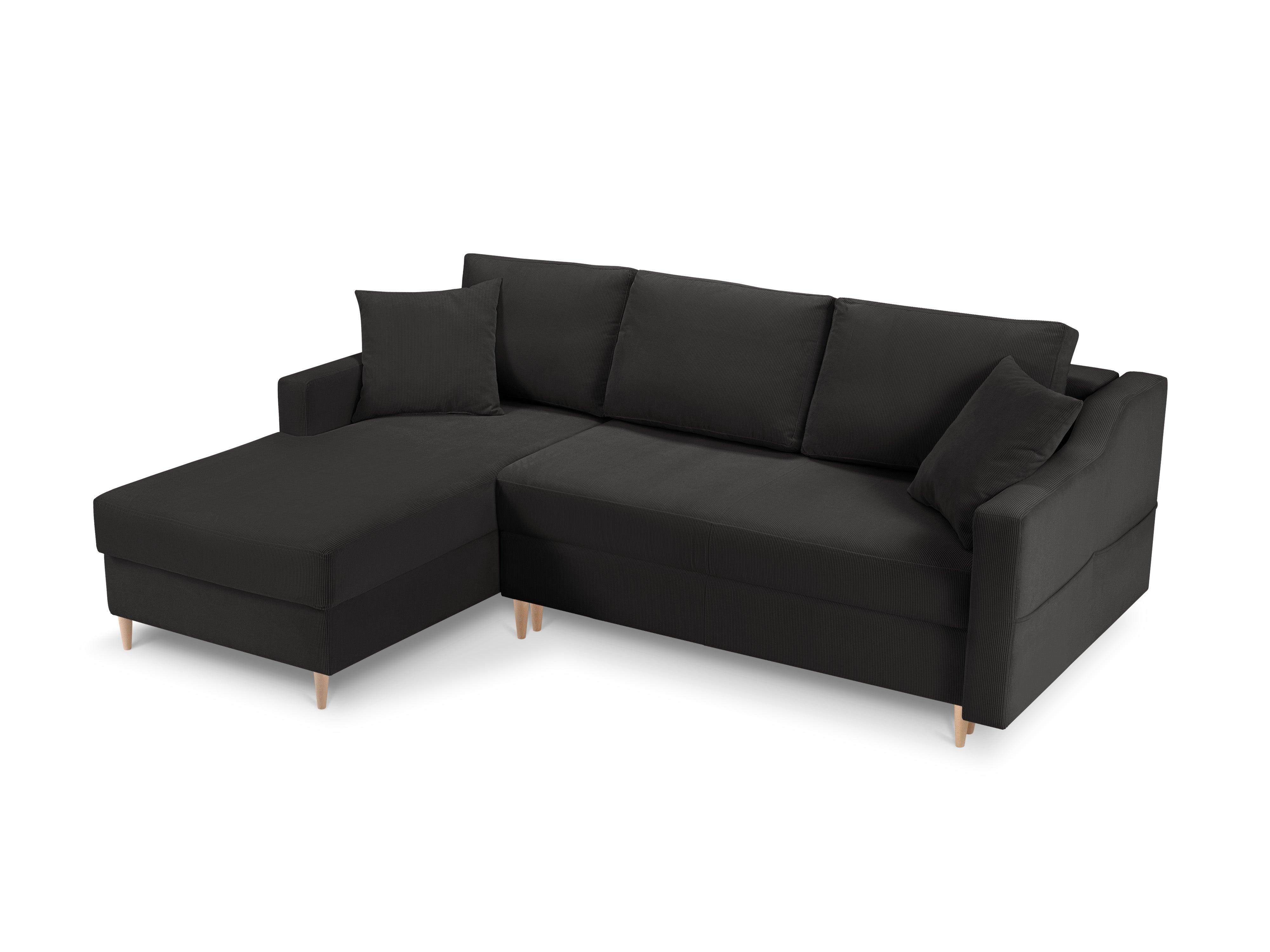 Narożnik lewostronny sztruksowy z funkcją spania ROSE ciemnoszary Mazzini Sofas Eye on Design