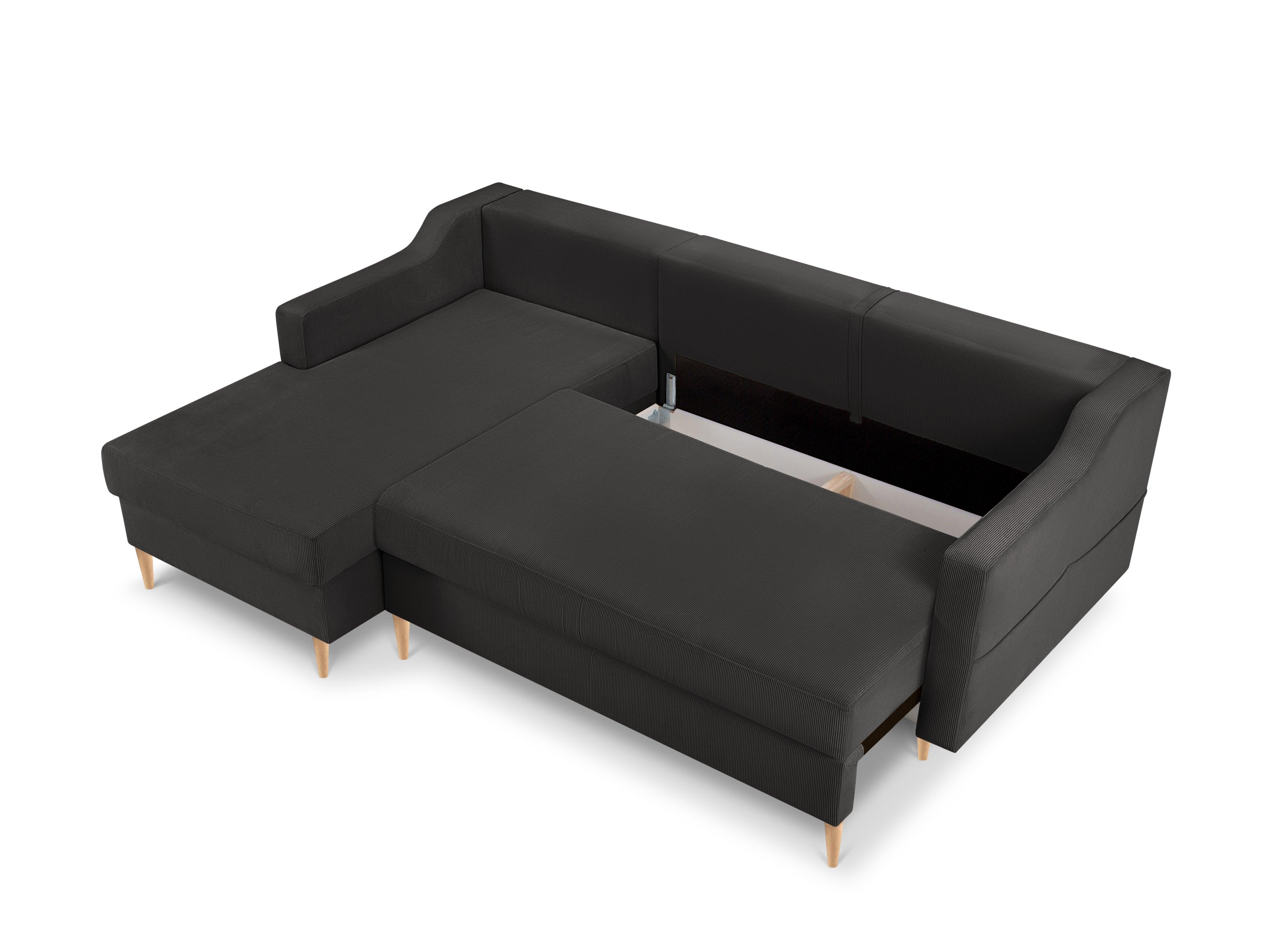 Narożnik lewostronny sztruksowy z funkcją spania ROSE ciemnoszary Mazzini Sofas Eye on Design