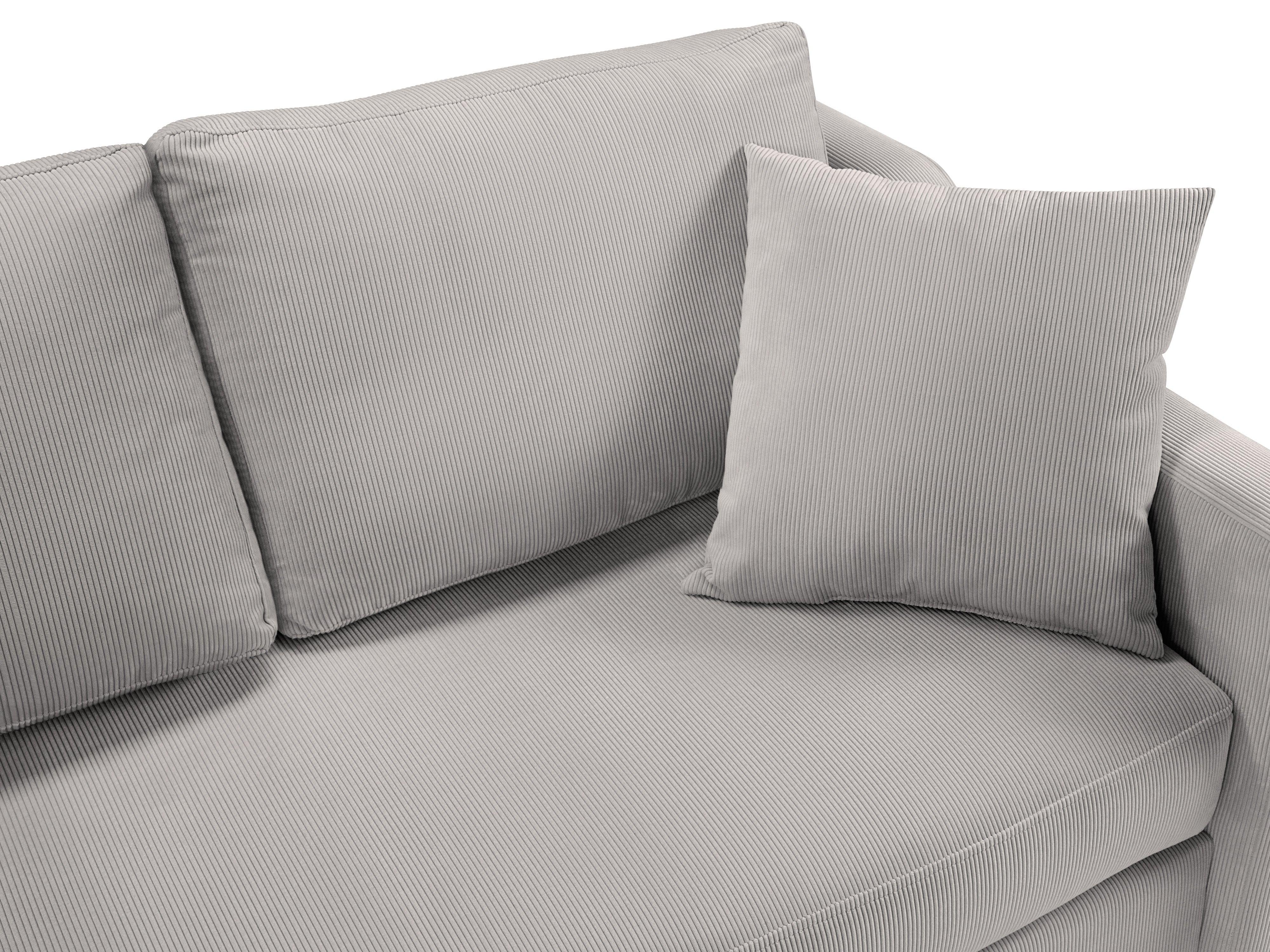 Narożnik lewostronny sztruksowy z funkcją spania ROSE jasnoszary Mazzini Sofas Eye on Design