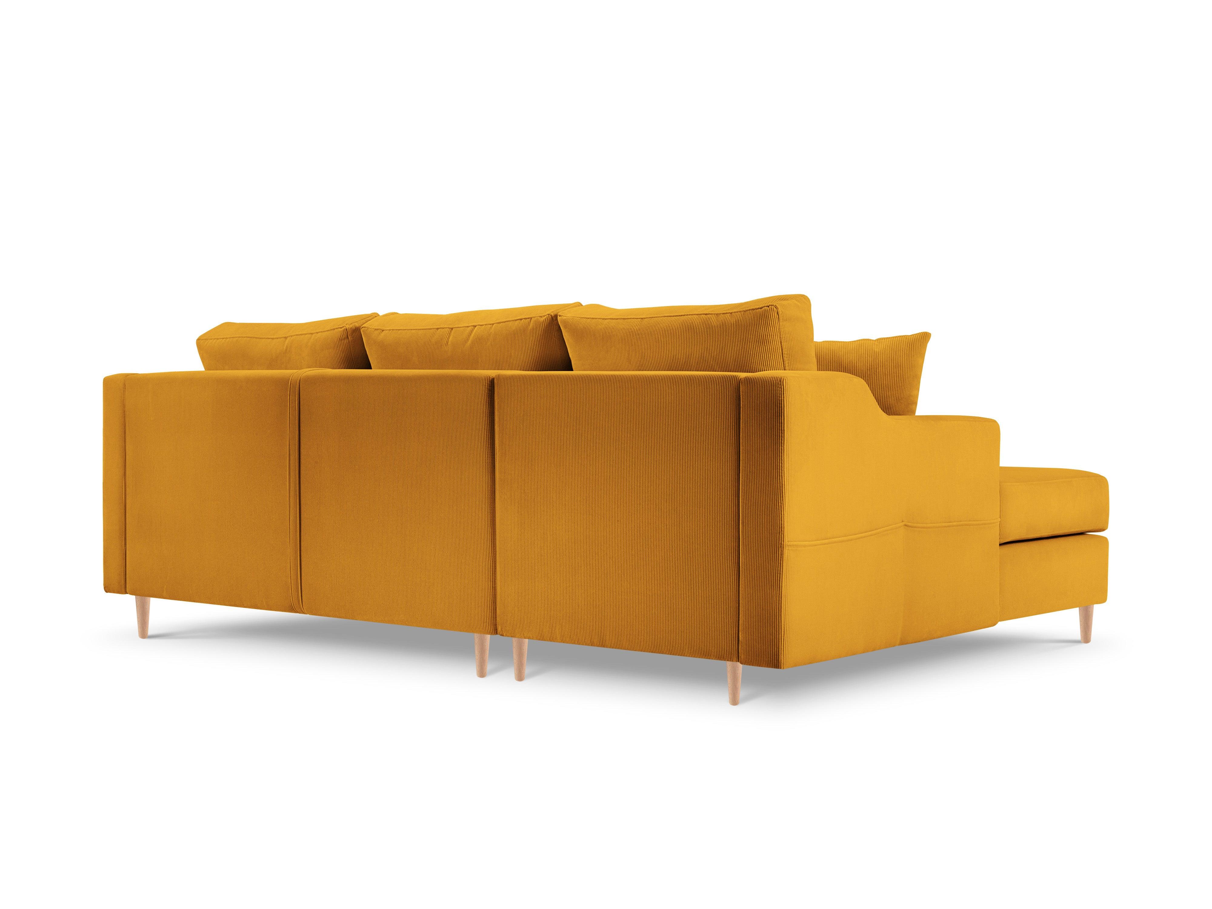 Narożnik lewostronny sztruksowy z funkcją spania ROSE żółty Mazzini Sofas Eye on Design