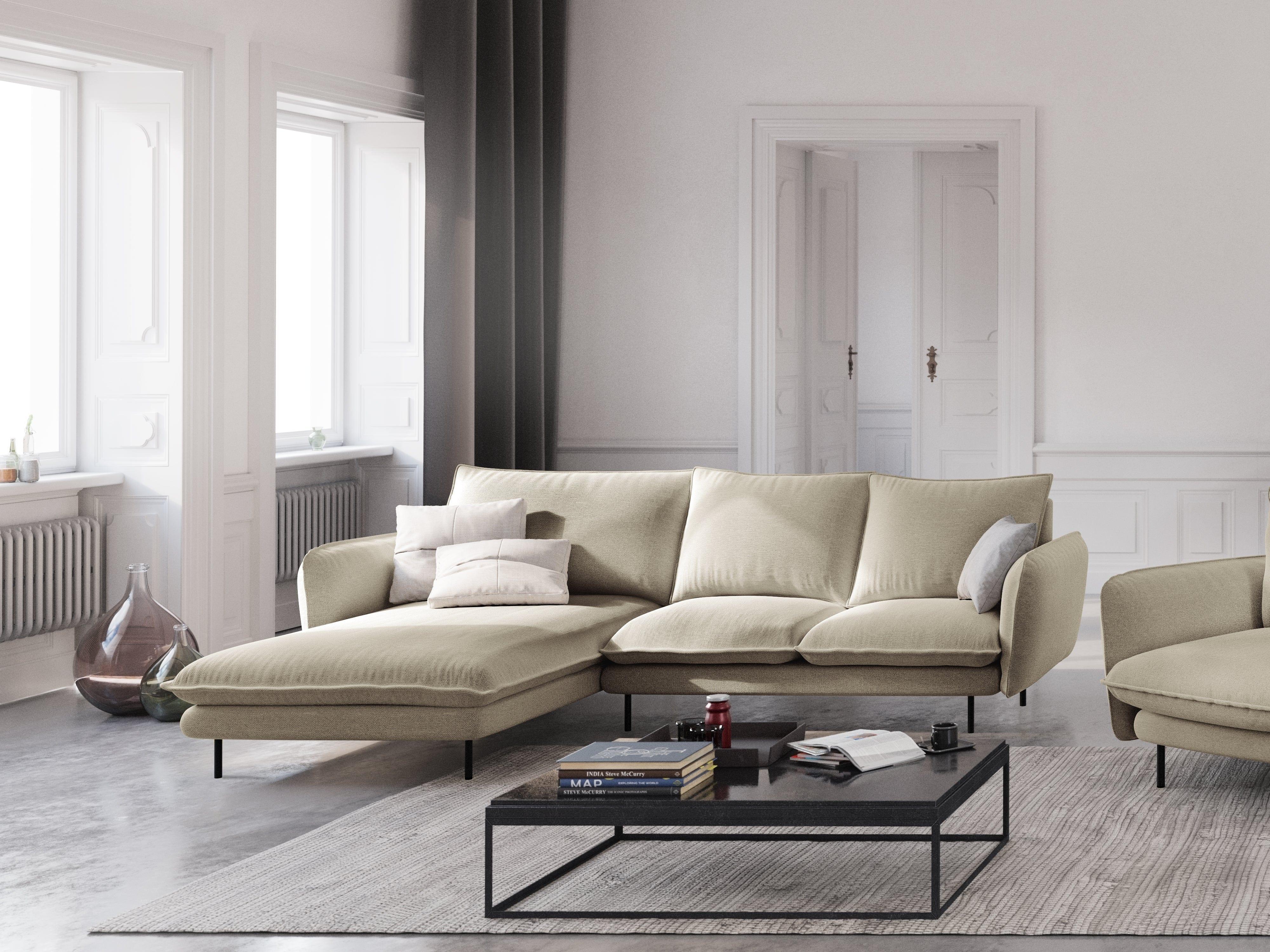 Narożnik lewostronny VIENNA beżowy z czarną podstawą Cosmopolitan Design Eye on Design