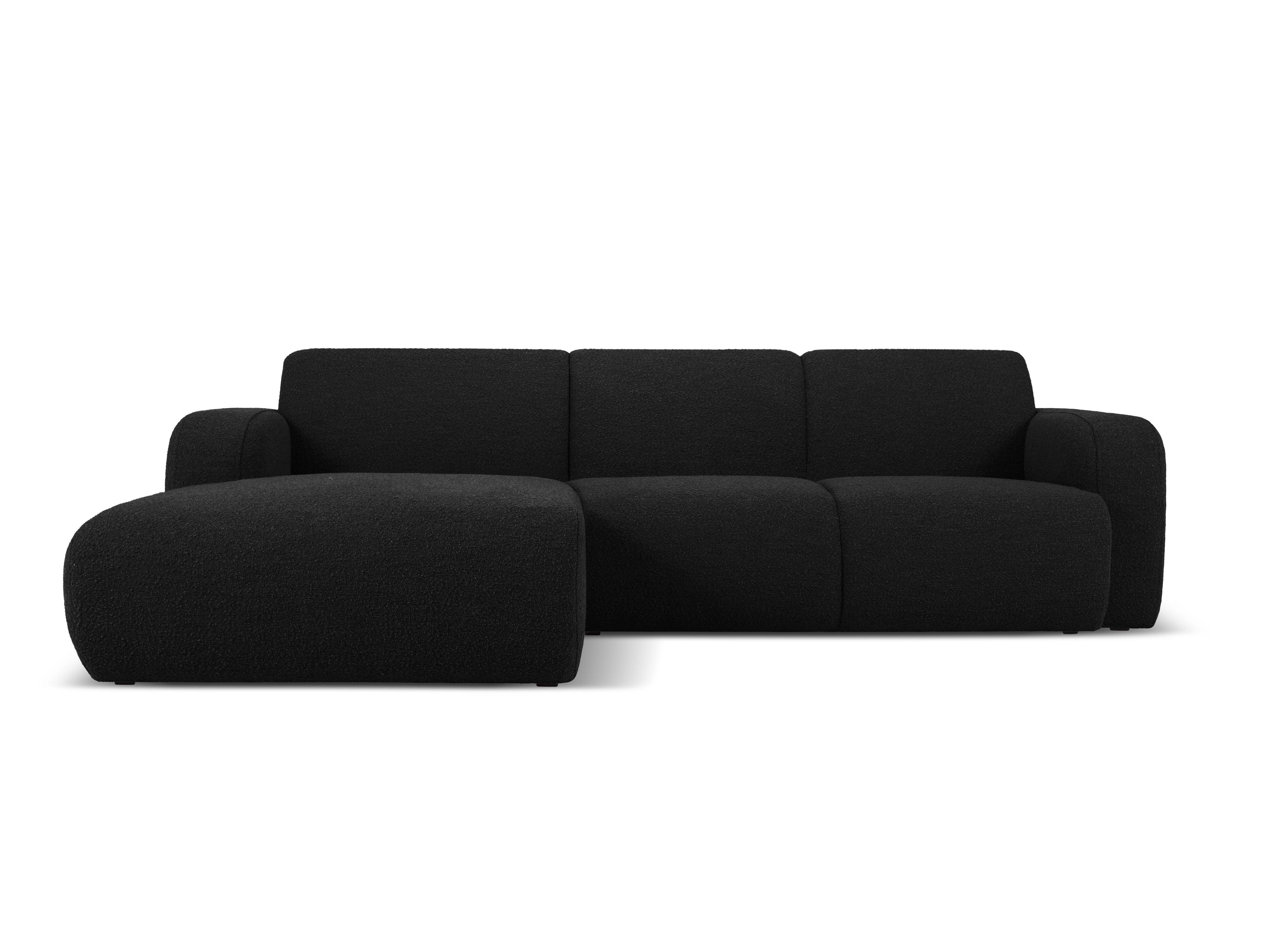 Narożnik lewostronny w tkaninie boucle 4-osobowy LOLA czarny Windsor & Co Eye on Design