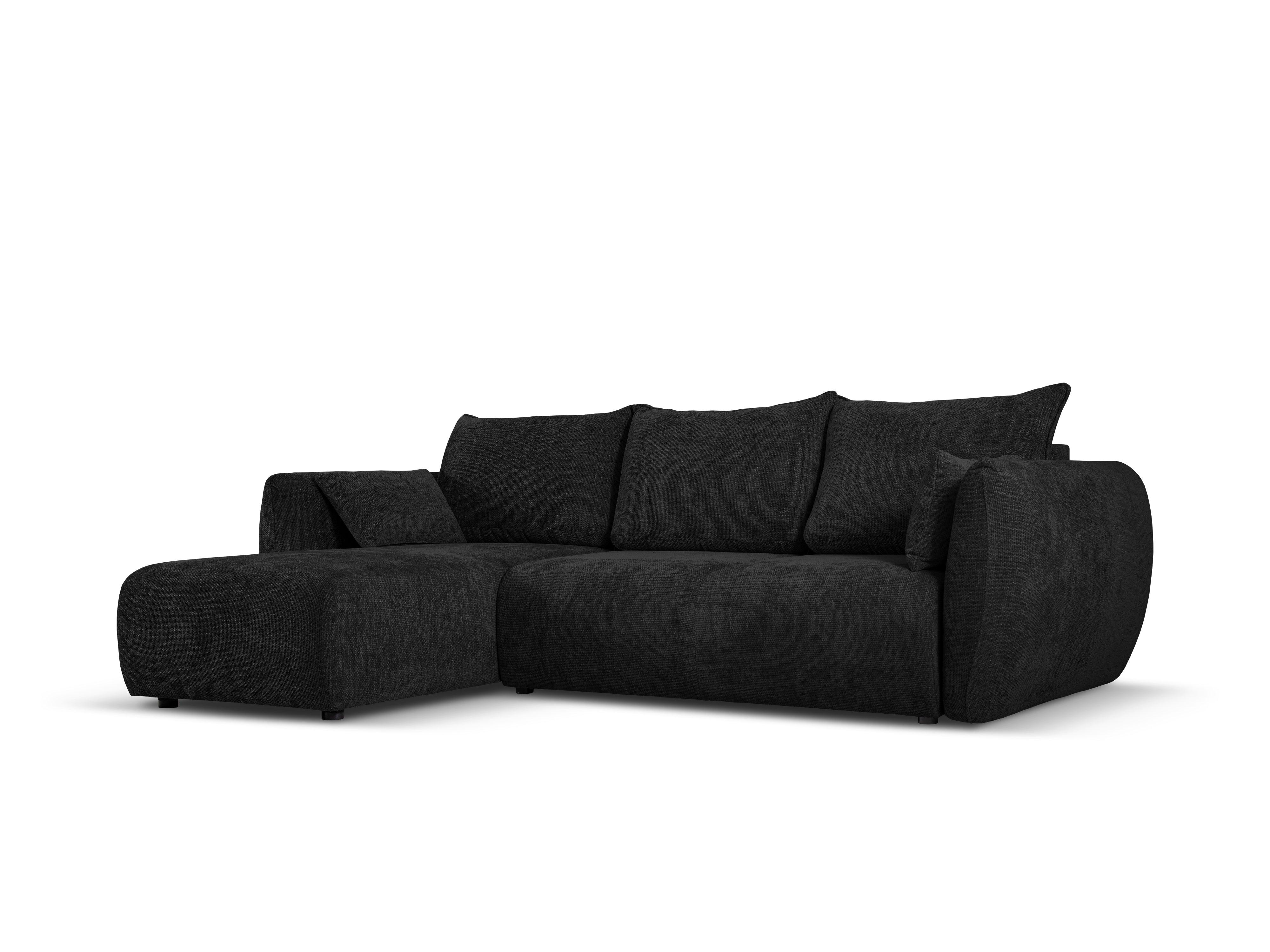 Narożnik lewostronny z funkcją spania MATERA czarny szenil Cosmopolitan Design Eye on Design