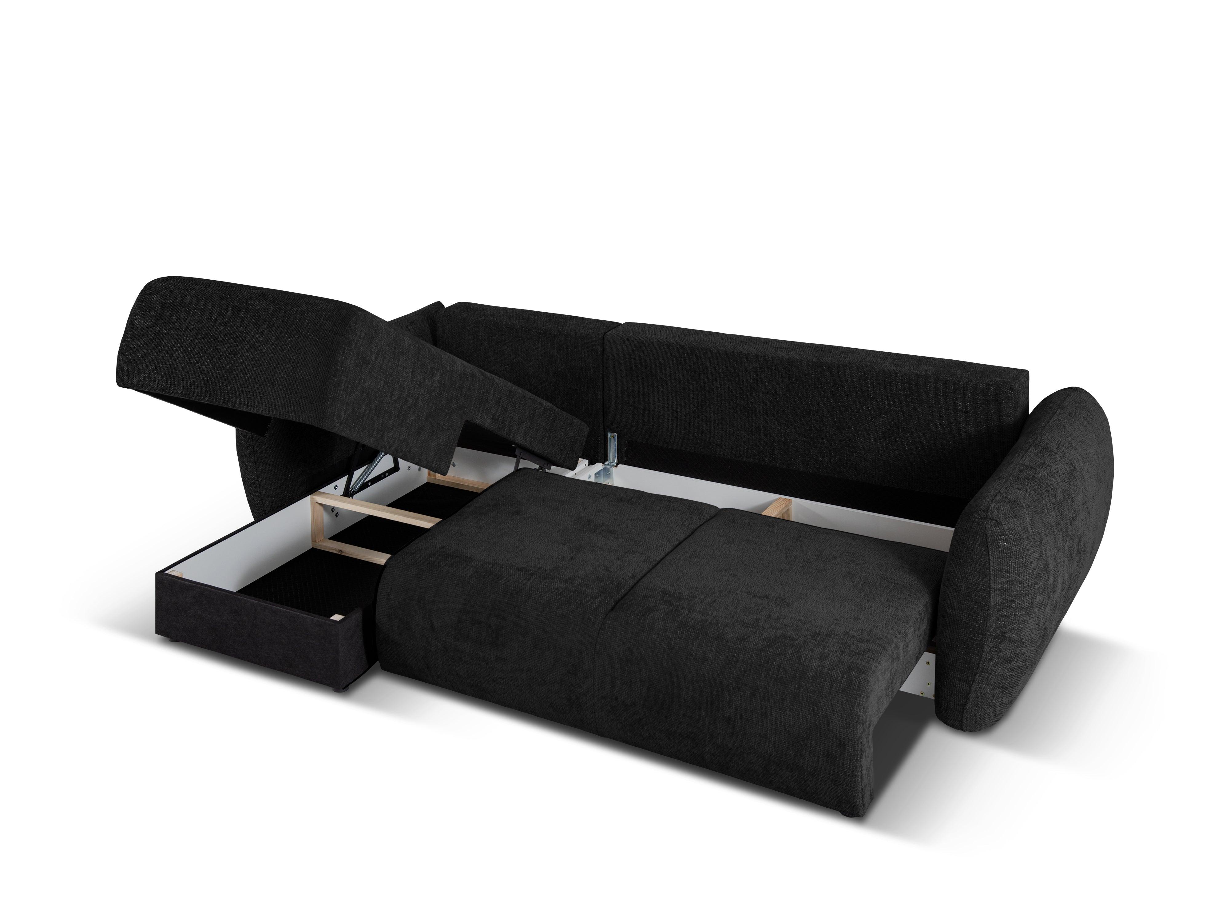 Narożnik lewostronny z funkcją spania MATERA czarny szenil Cosmopolitan Design Eye on Design