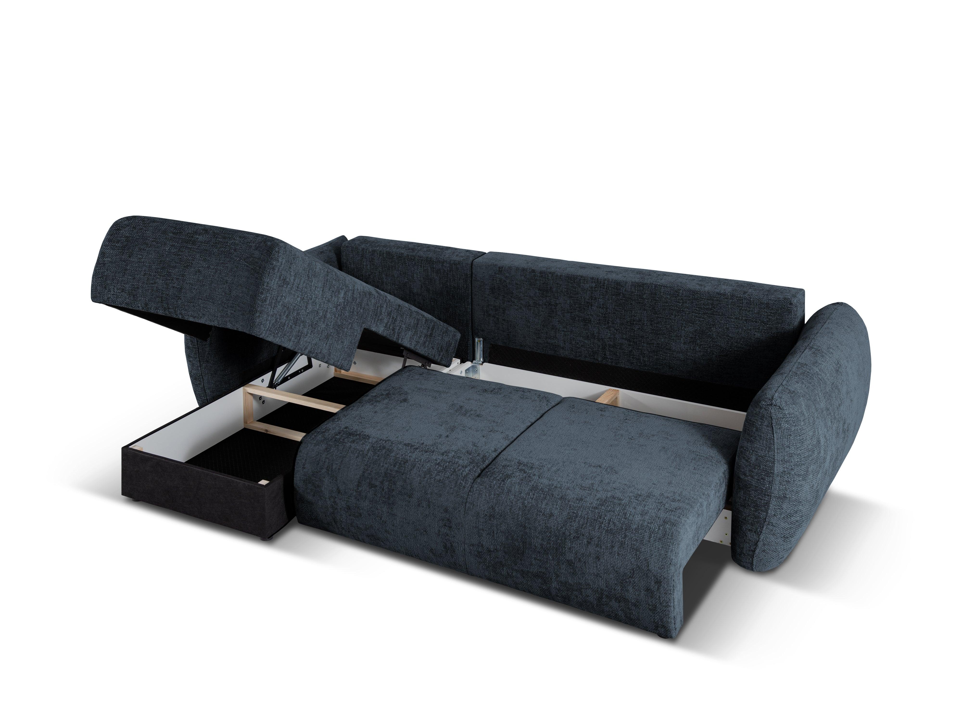 Narożnik lewostronny z funkcją spania MATERA granatowy szenil Cosmopolitan Design Eye on Design