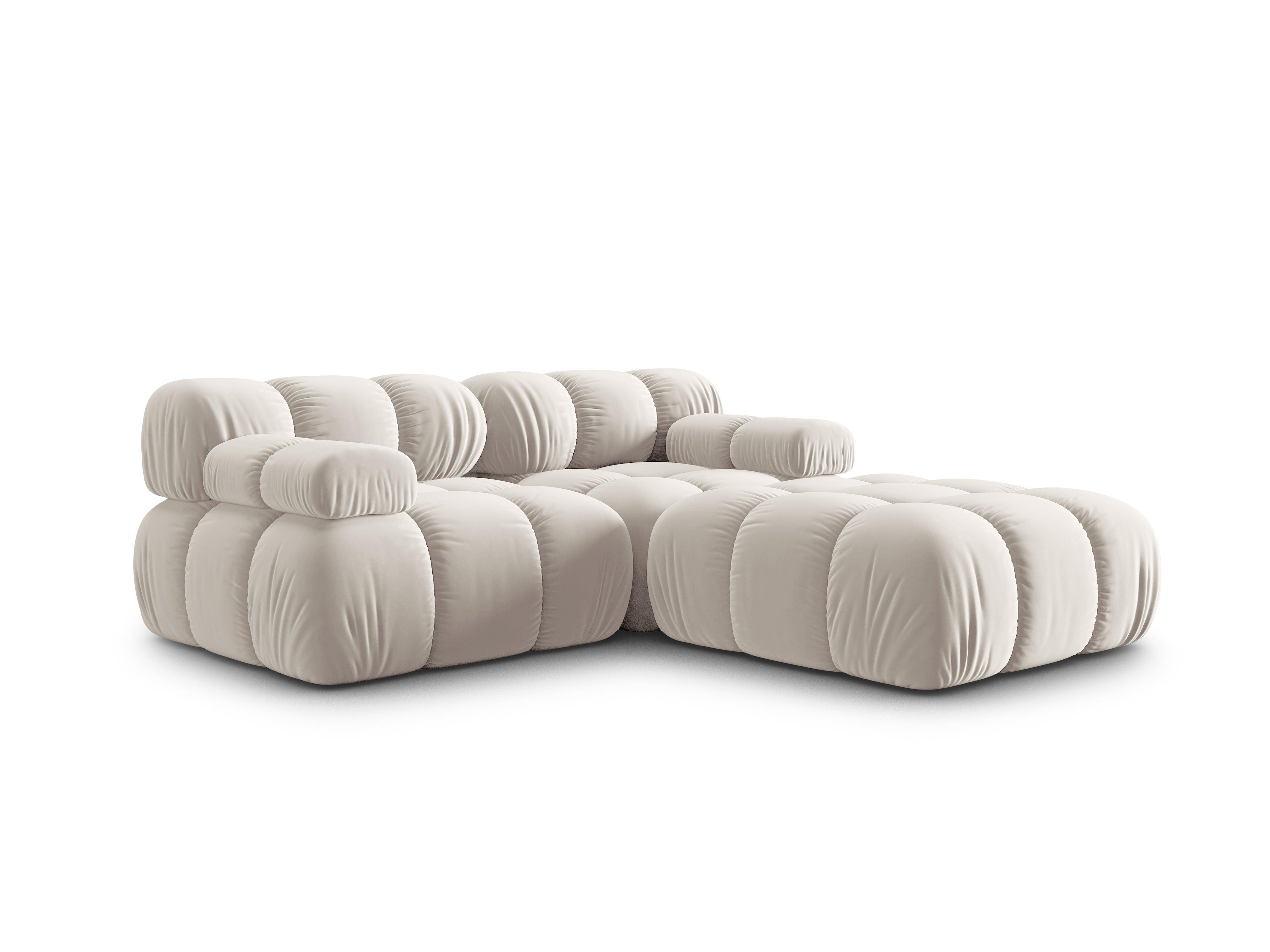 Narożnik modułowy aksamitny 3-osobowy TROPEA jasnobeżowy Milo Casa Eye on Design
