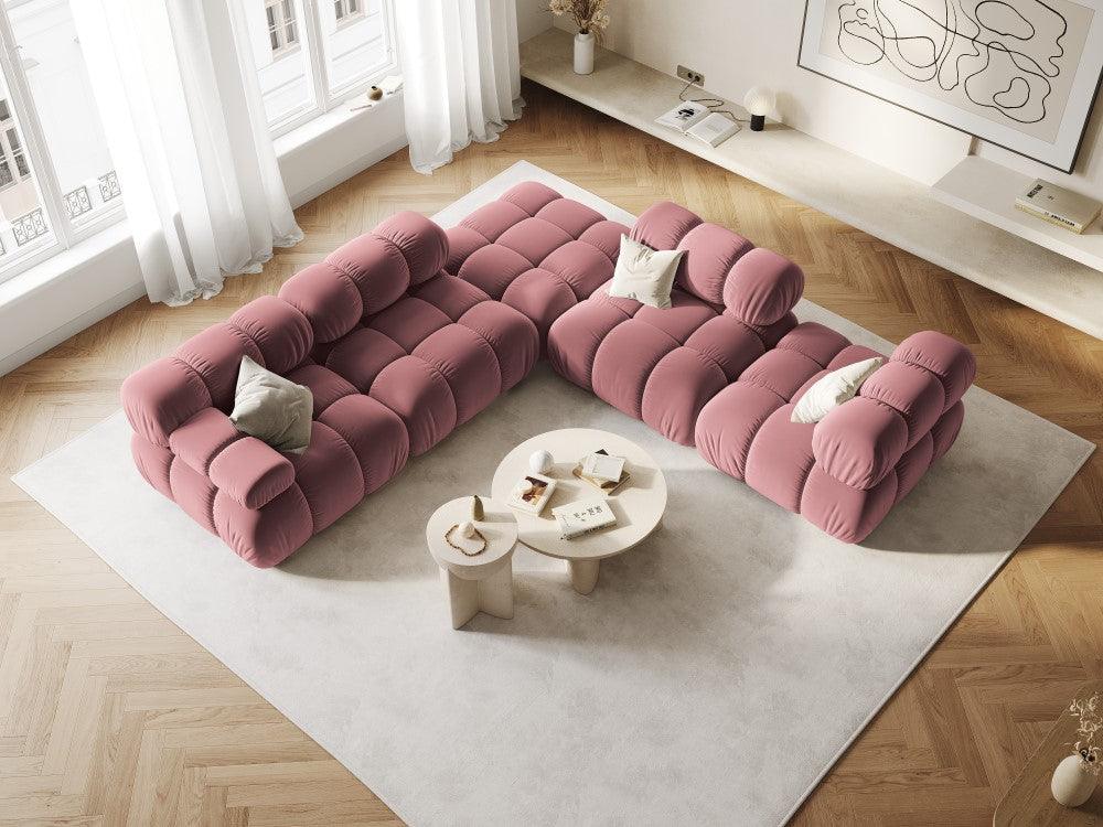 Narożnik modułowy aksamitny 3-osobowy TROPEA różowy Milo Casa Eye on Design