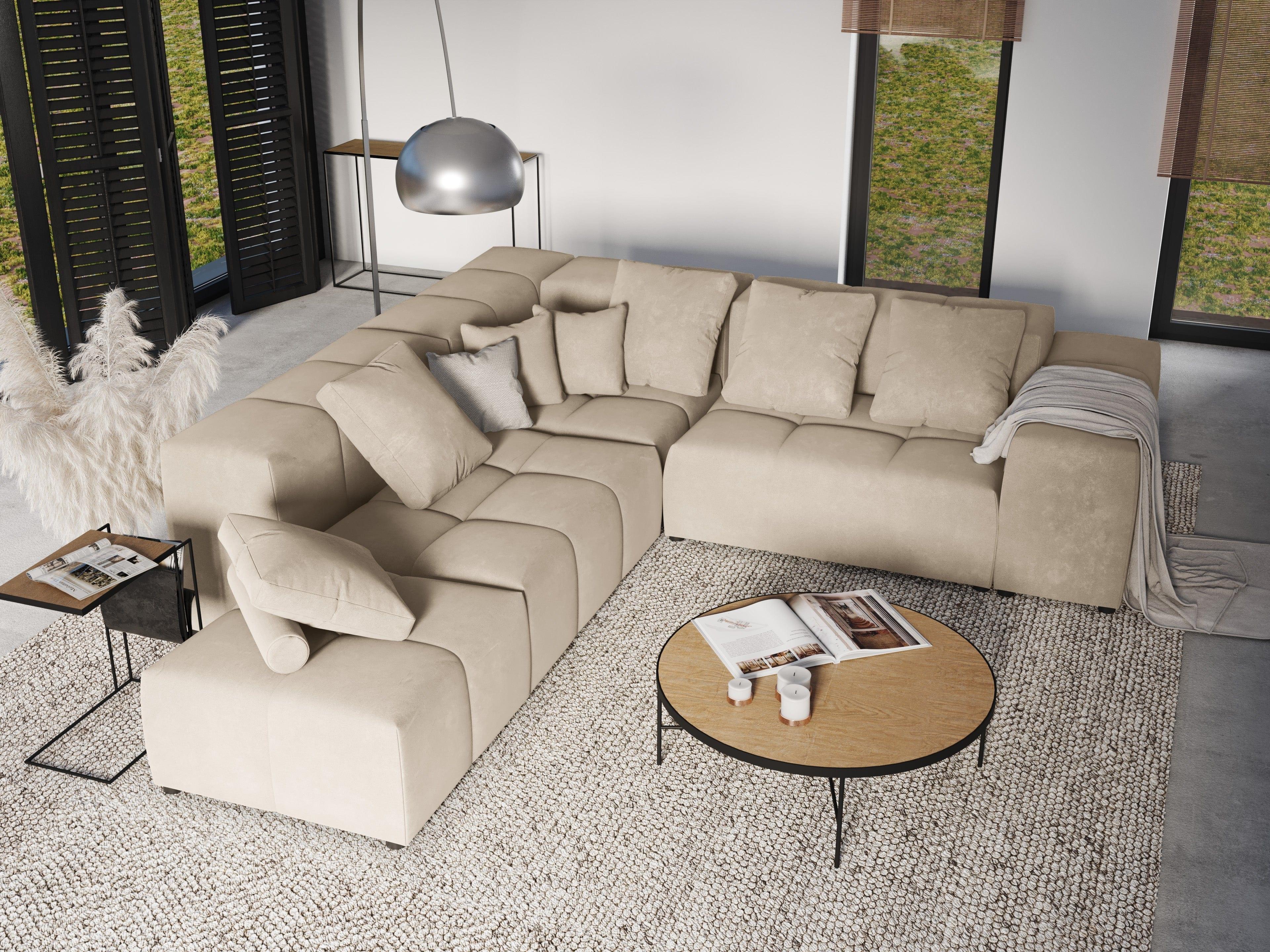 Narożnik modułowy aksamitny duży 5-osobowy ROME beżowy Cosmopolitan Design Eye on Design