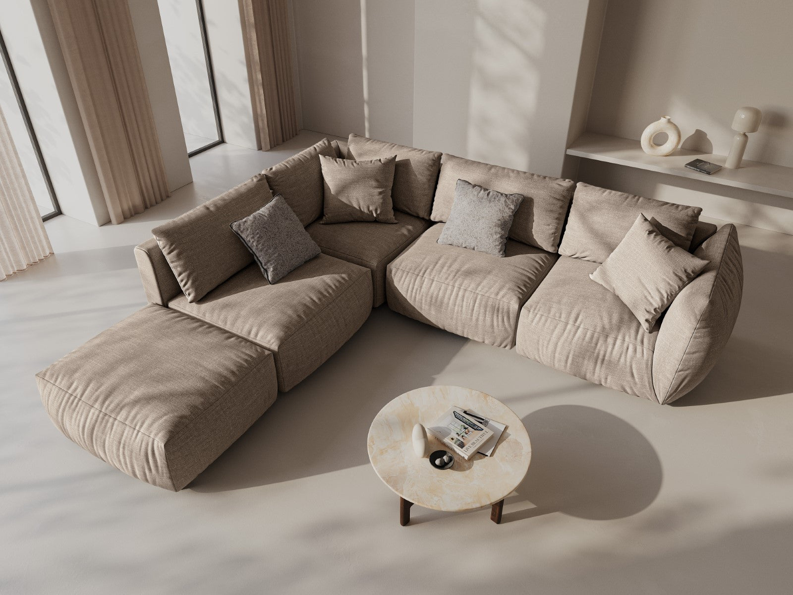 CHRIS modular sofa - sand-colored chenille corner element