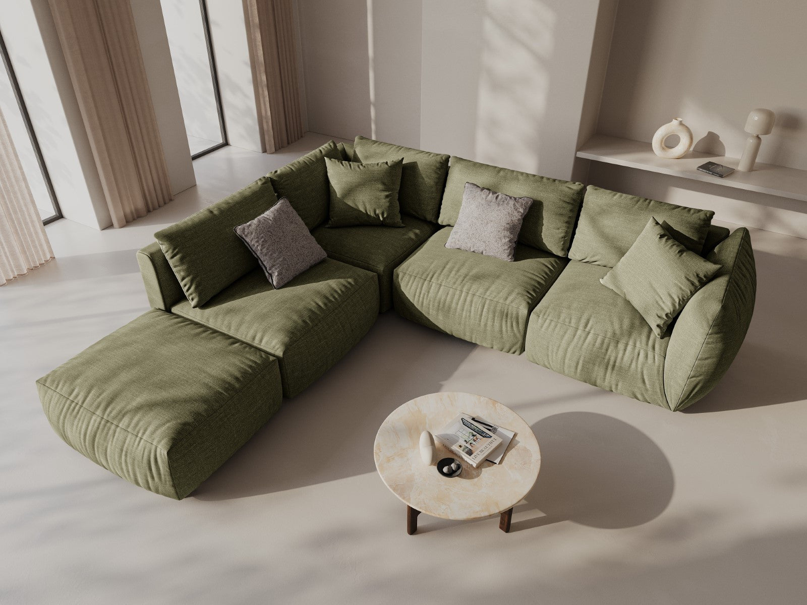 CHRIS modular sofa - wide left element green chenille