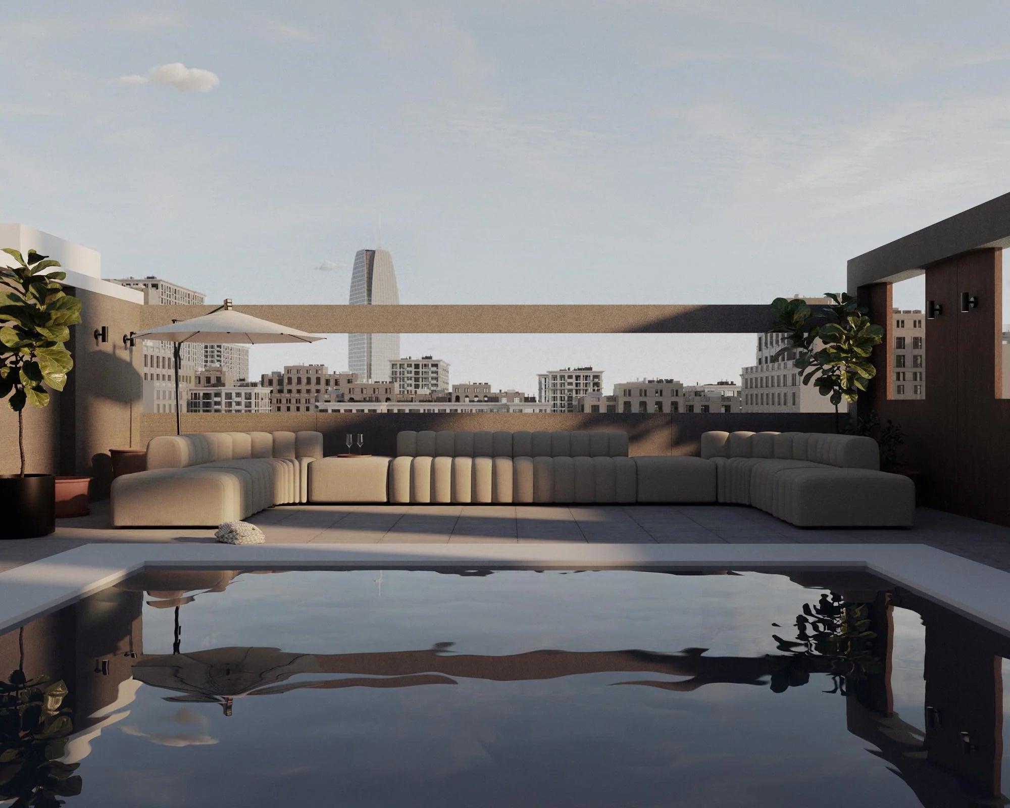 Narożnik modułowy zewnętrzny STUDIO beżowy NORR11 Eye on Design