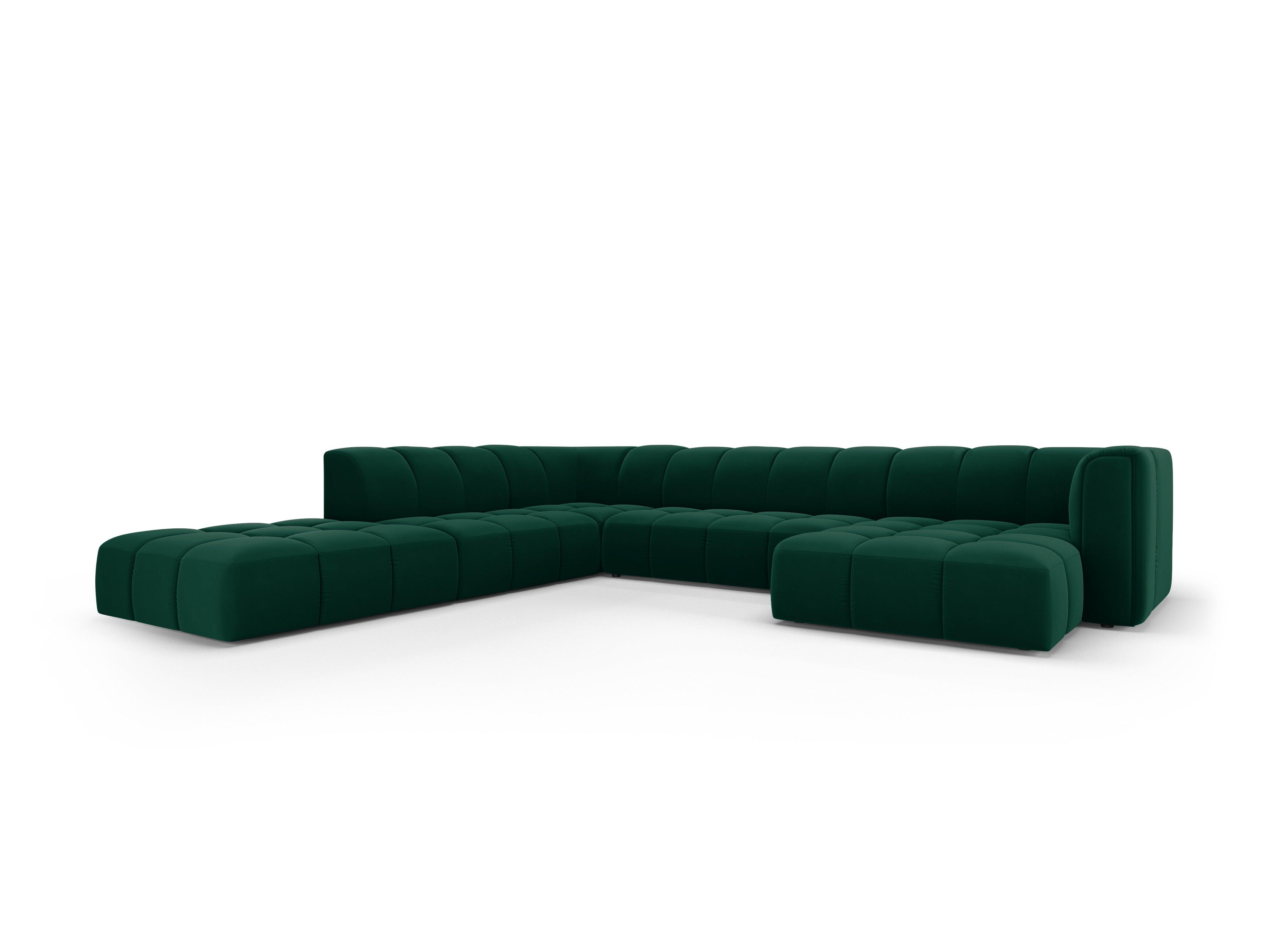 Narożnik panoramiczny aksamitny lewostronny FRANCESCA butelkowa zieleń Milo Casa Eye on Design