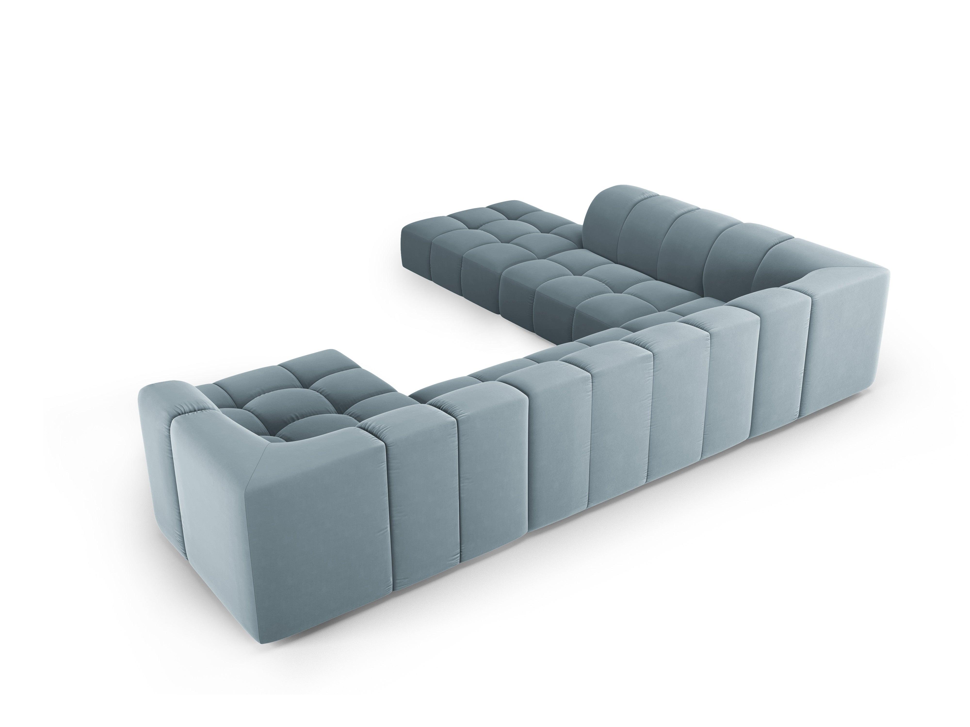 Narożnik panoramiczny aksamitny lewostronny FRANCESCA jasnoniebieski Milo Casa Eye on Design