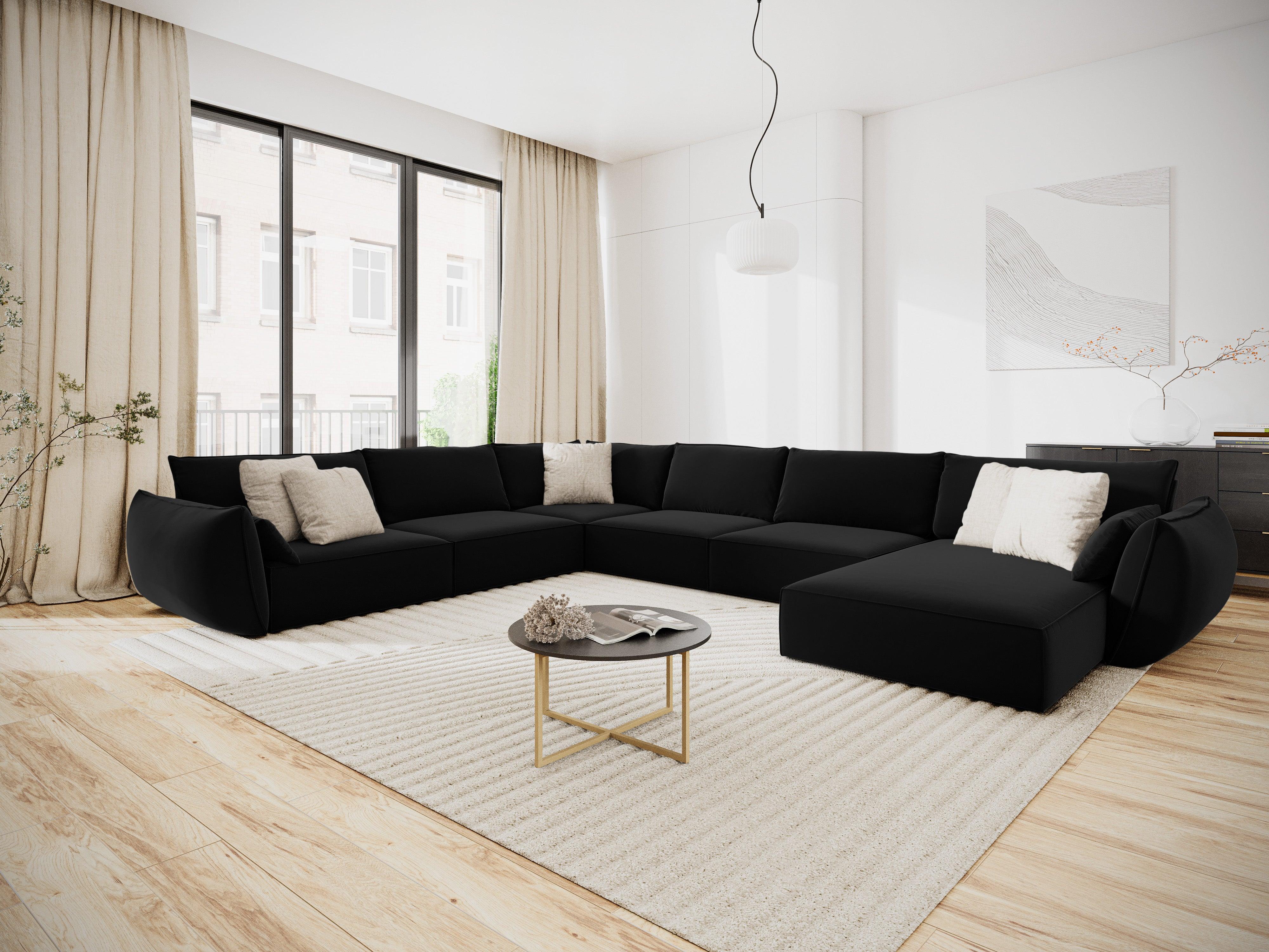 Narożnik panoramiczny aksamitny lewostronny VANDA czarny Mazzini Sofas Eye on Design