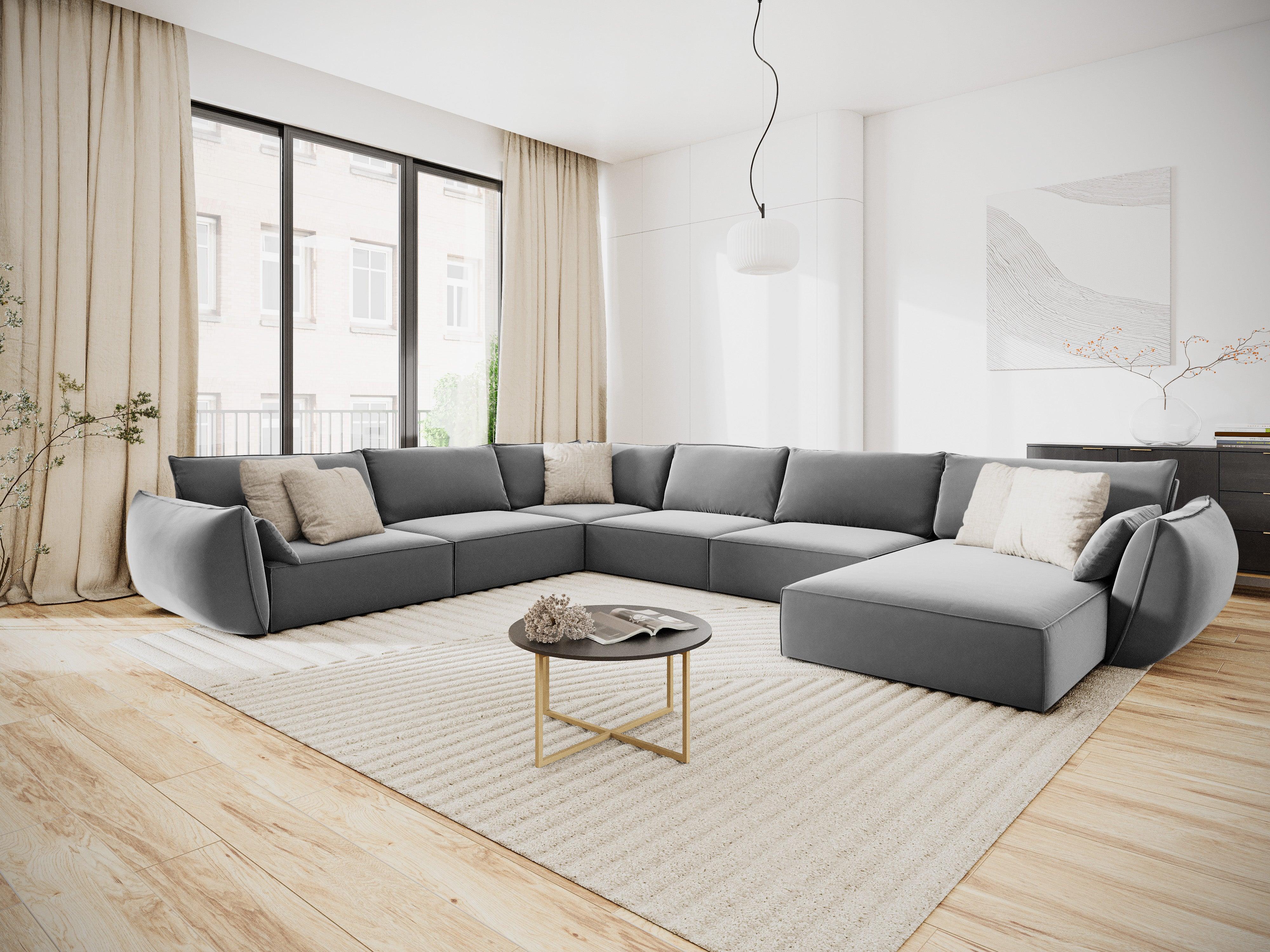 Narożnik panoramiczny aksamitny lewostronny VANDA szary Mazzini Sofas Eye on Design