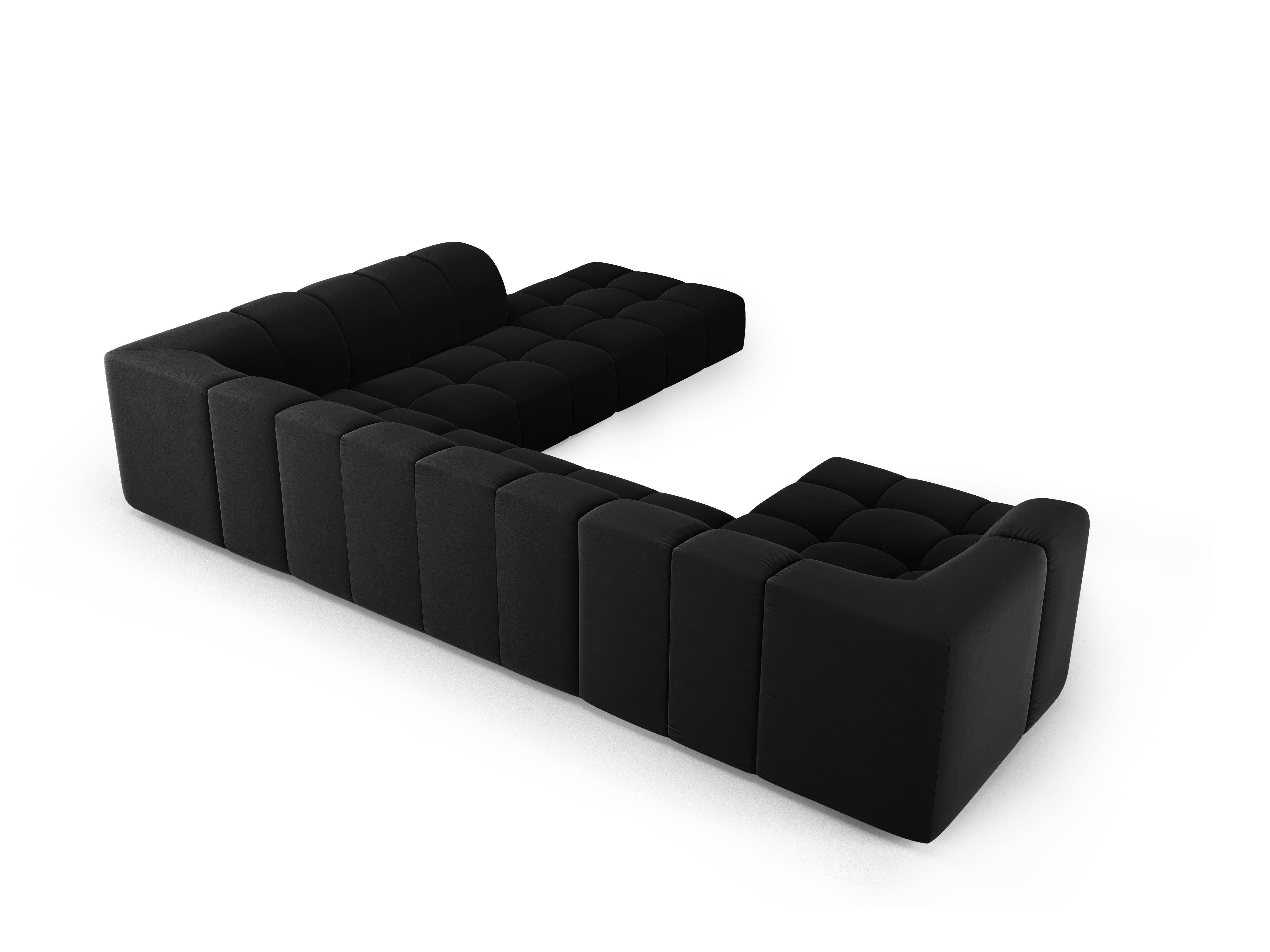 Narożnik panoramiczny aksamitny prawostronny FRANCESCA czarny Milo Casa Eye on Design