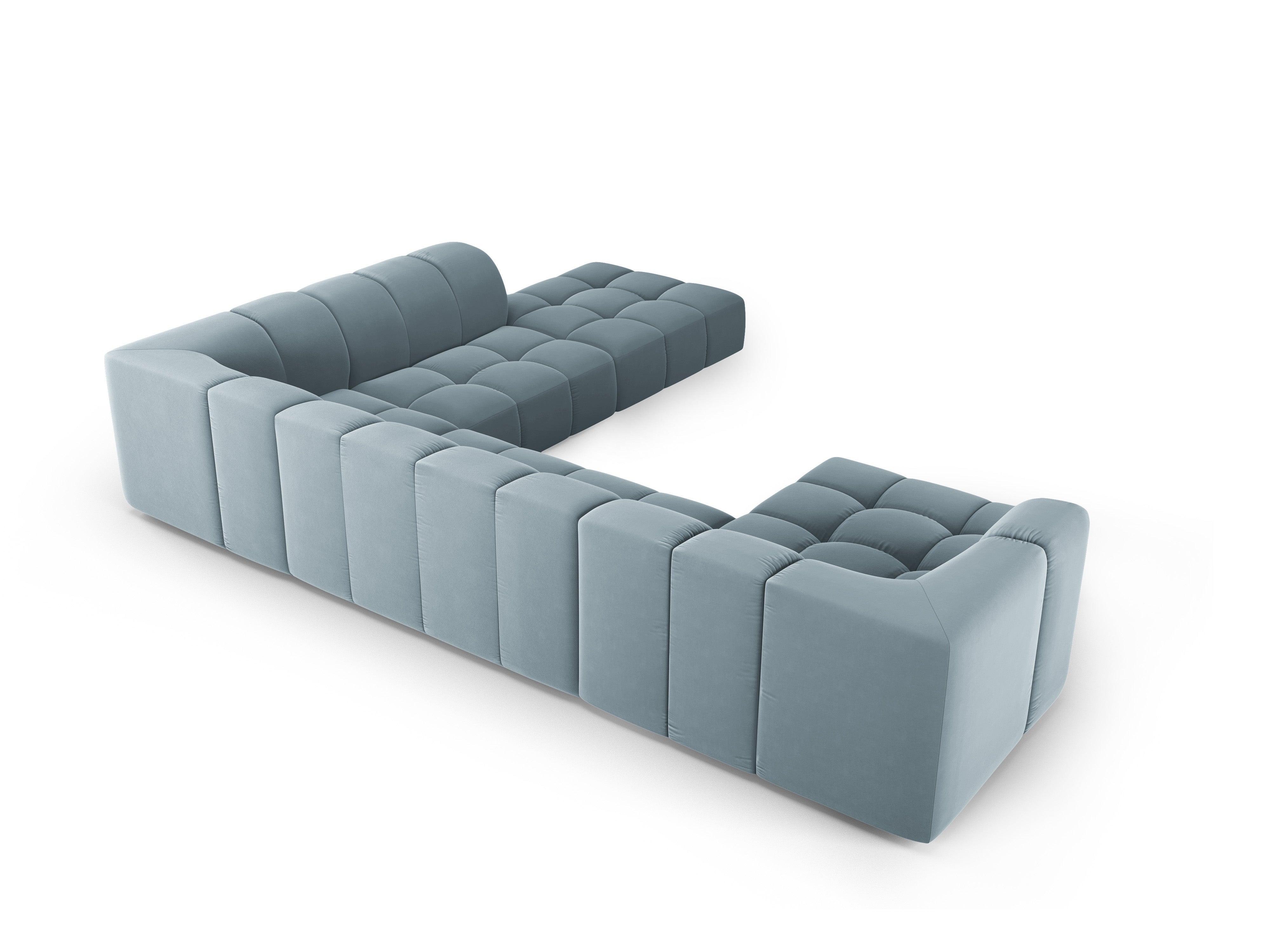 Narożnik panoramiczny aksamitny prawostronny FRANCESCA jasnoniebieski Milo Casa Eye on Design