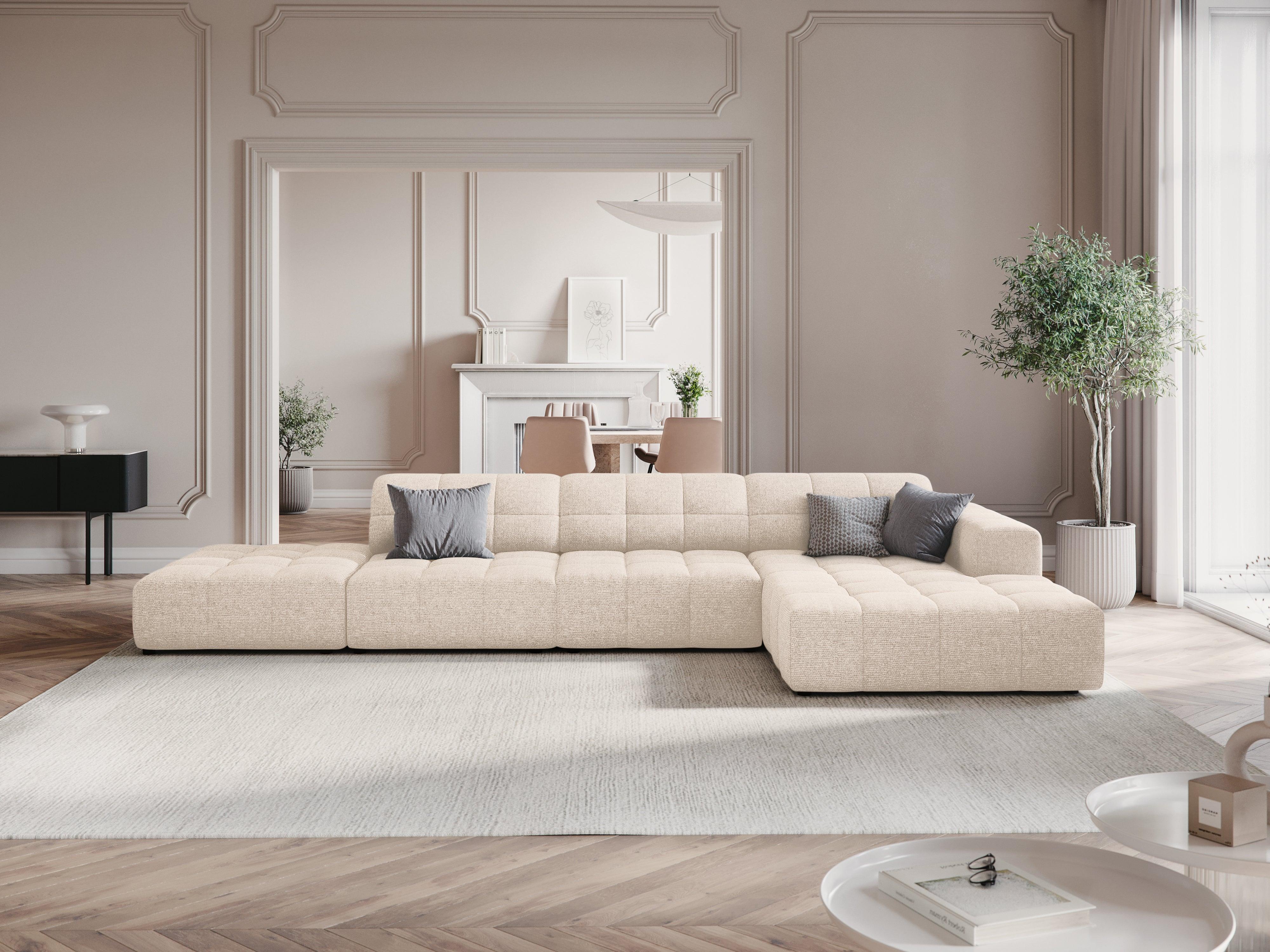 Narożnik prawostronny 5-osobowy CHICAGO jasnobeżowy szenil Cosmopolitan Design Eye on Design