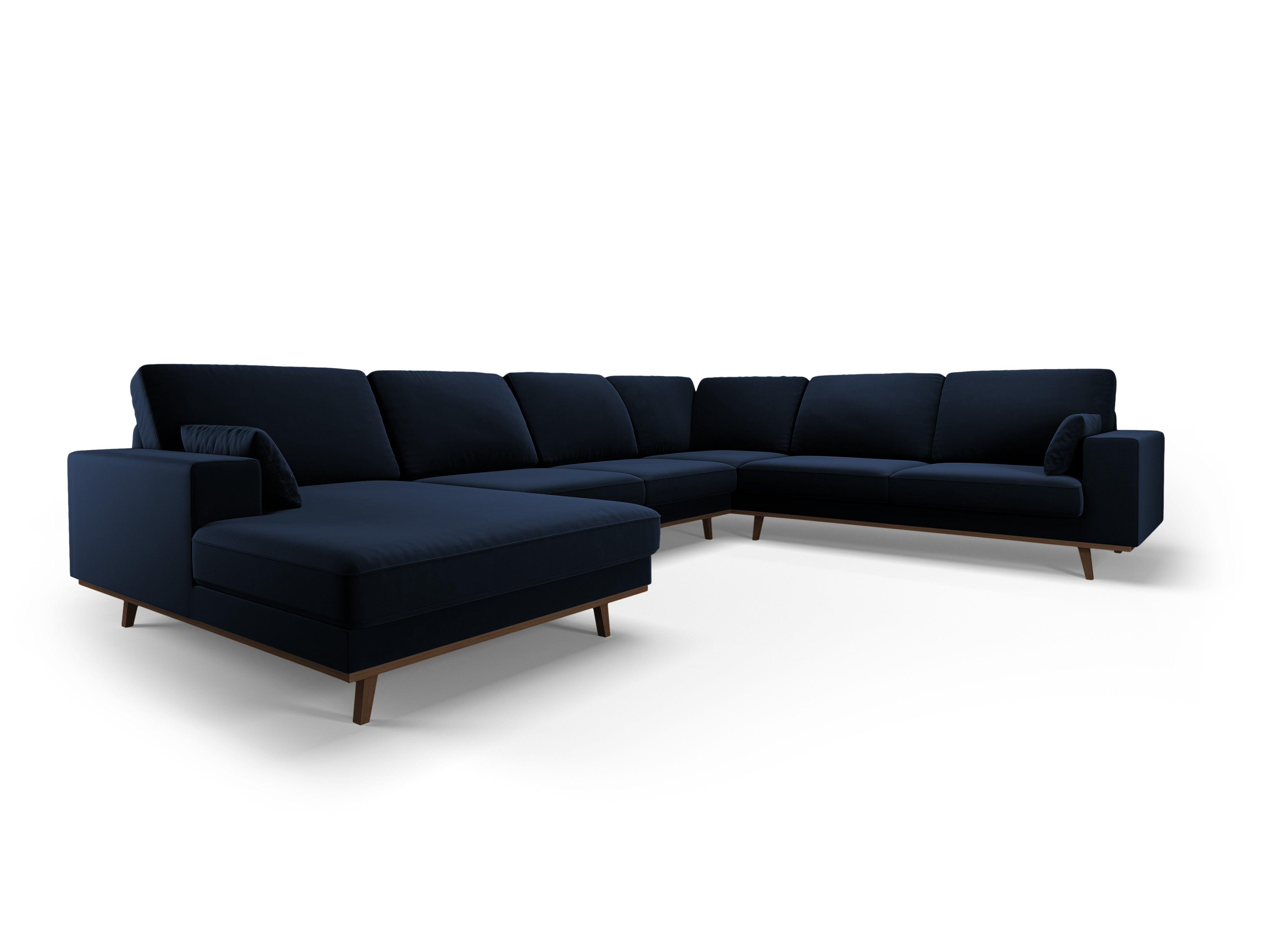 Narożnik prawostronny aksamitny panoramiczny HEBE granat królewski Mazzini Sofas Eye on Design