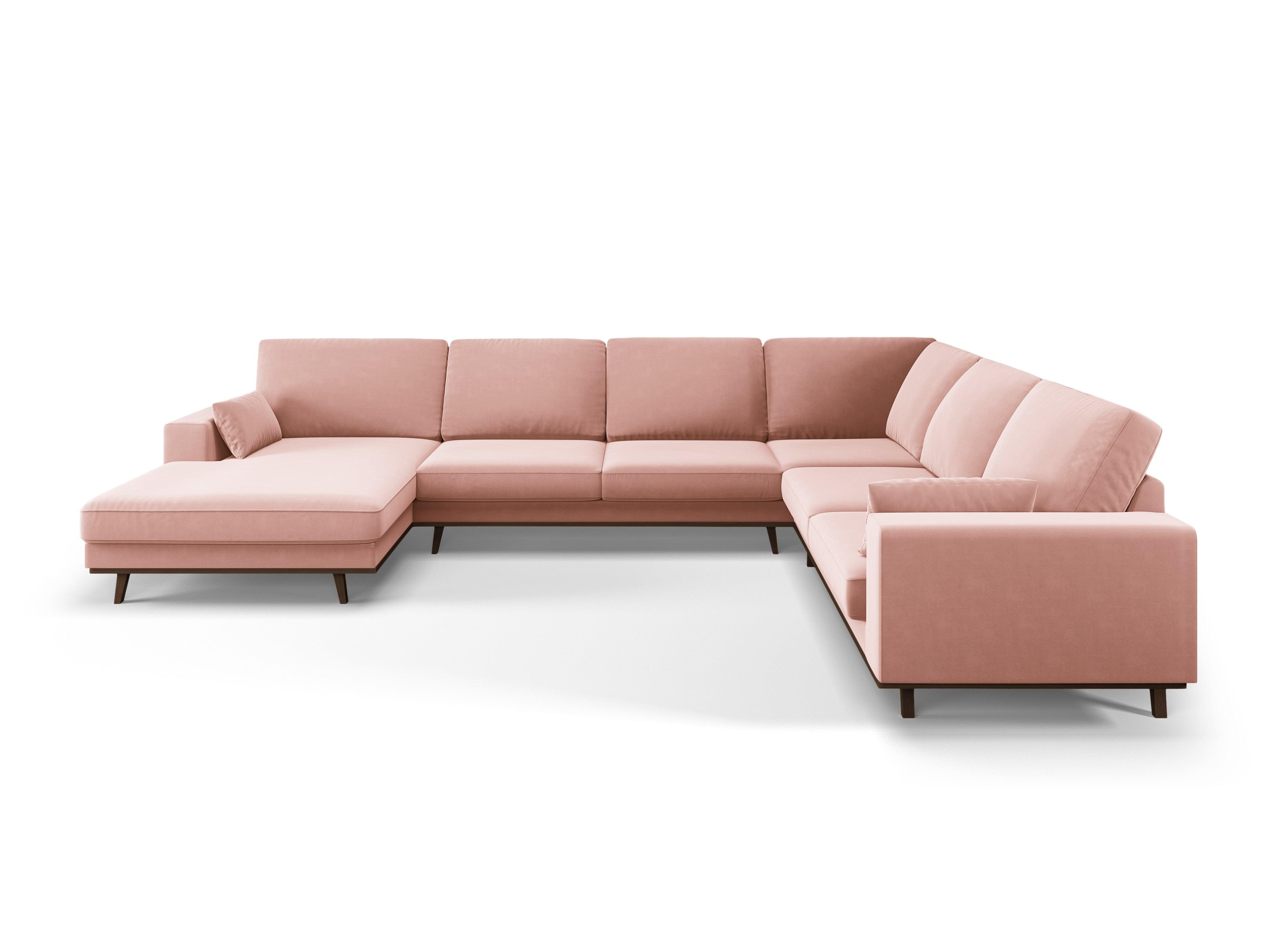 Narożnik prawostronny aksamitny panoramiczny HEBE różowy Mazzini Sofas Eye on Design