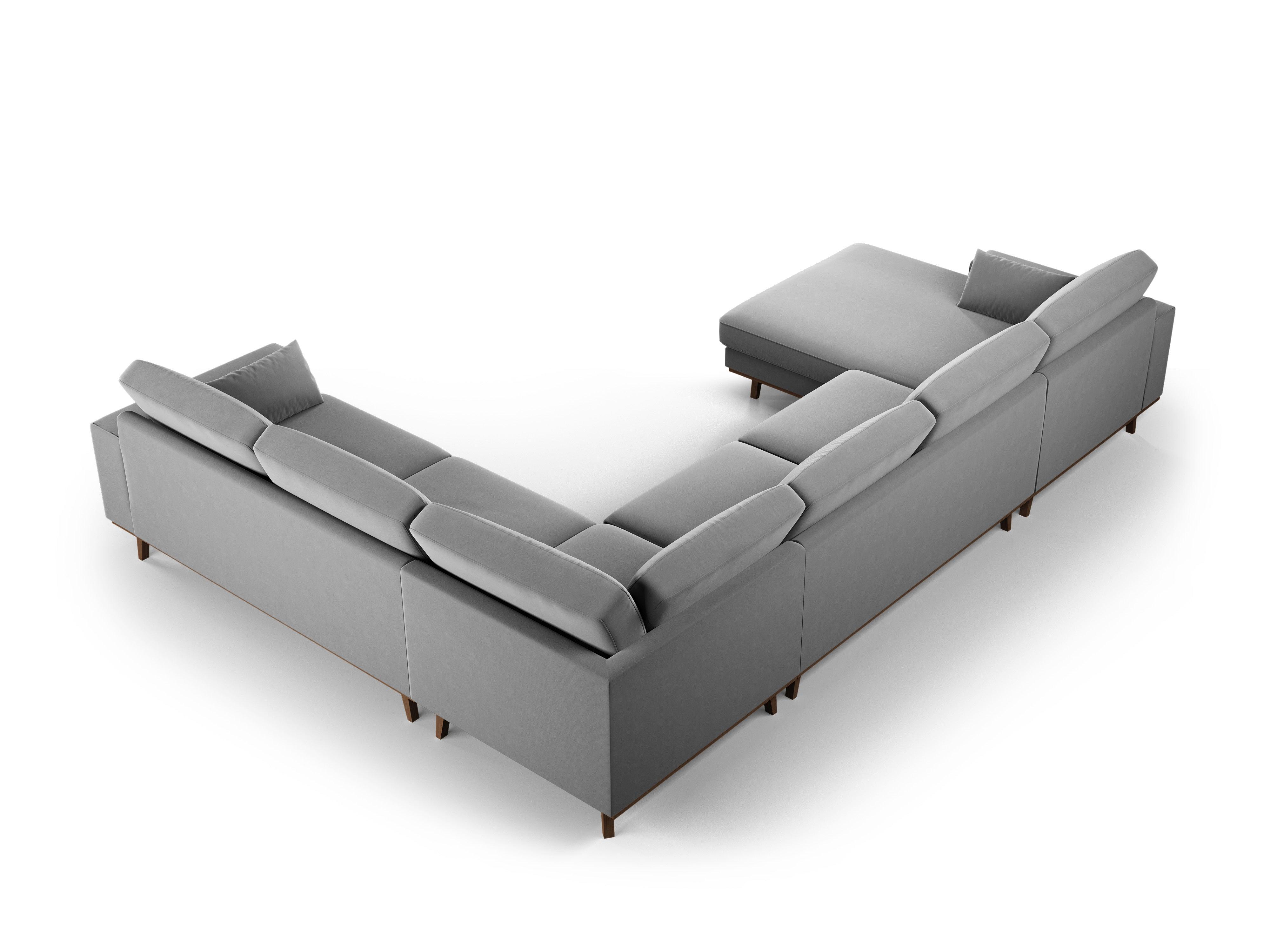 Narożnik prawostronny aksamitny panoramiczny HEBE szary Mazzini Sofas Eye on Design