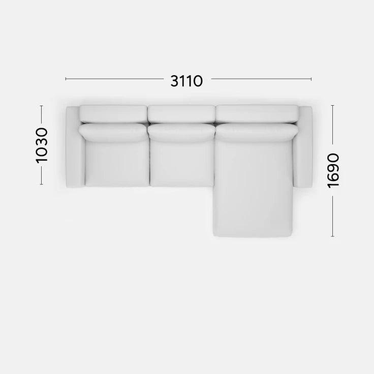 Narożnik prawostronny LENA Rosanero 311x103x169 cm Grupa 0 Eye on Design