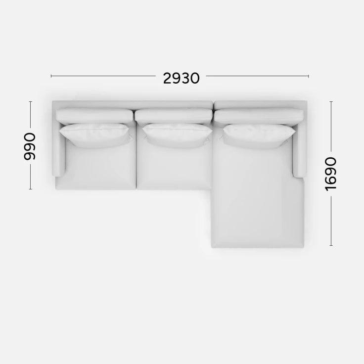 Narożnik prawostronny RIVIA Rosanero 293x169x99 cm Grupa 0 Eye on Design