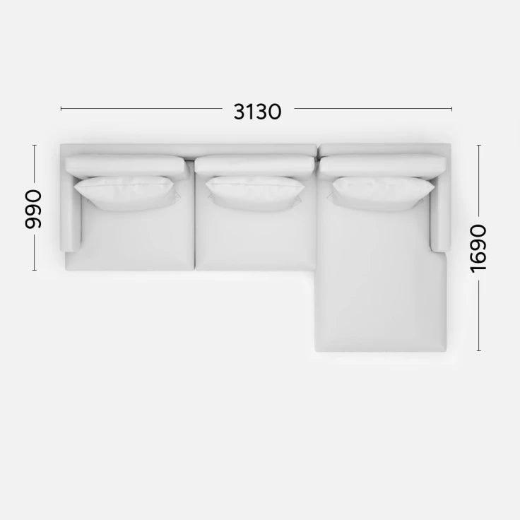 Narożnik prawostronny RIVIA Rosanero 313x169x99 cm Grupa 0 Eye on Design