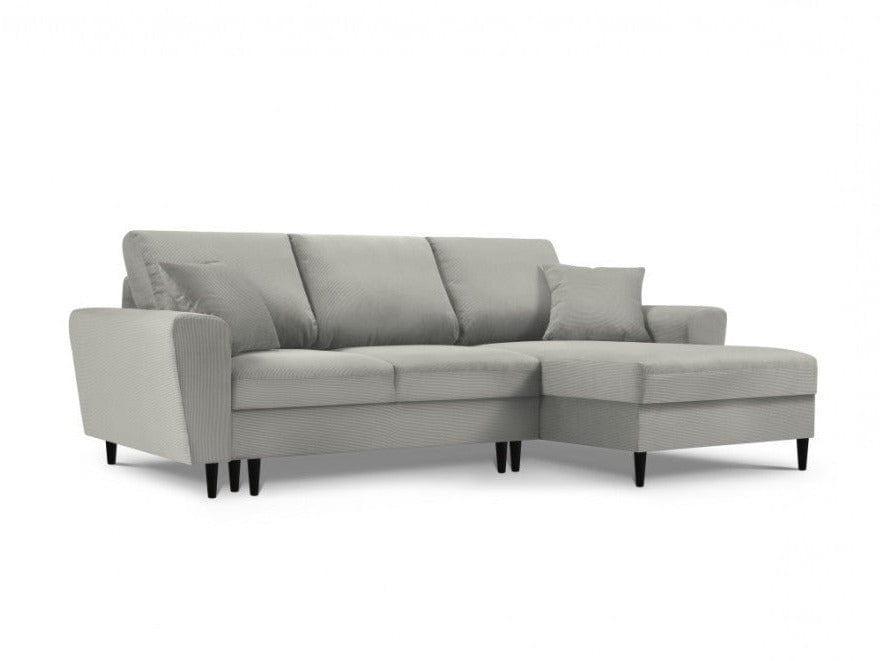Narożnik prawostronny sztruksowy z funkcją spania KYOTO jasnoszary Cosmopolitan Design Eye on Design