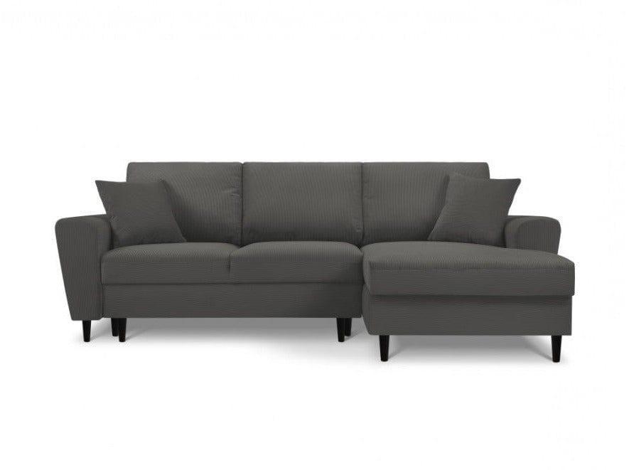 Narożnik prawostronny sztruksowy z funkcją spania KYOTO szary Cosmopolitan Design Eye on Design