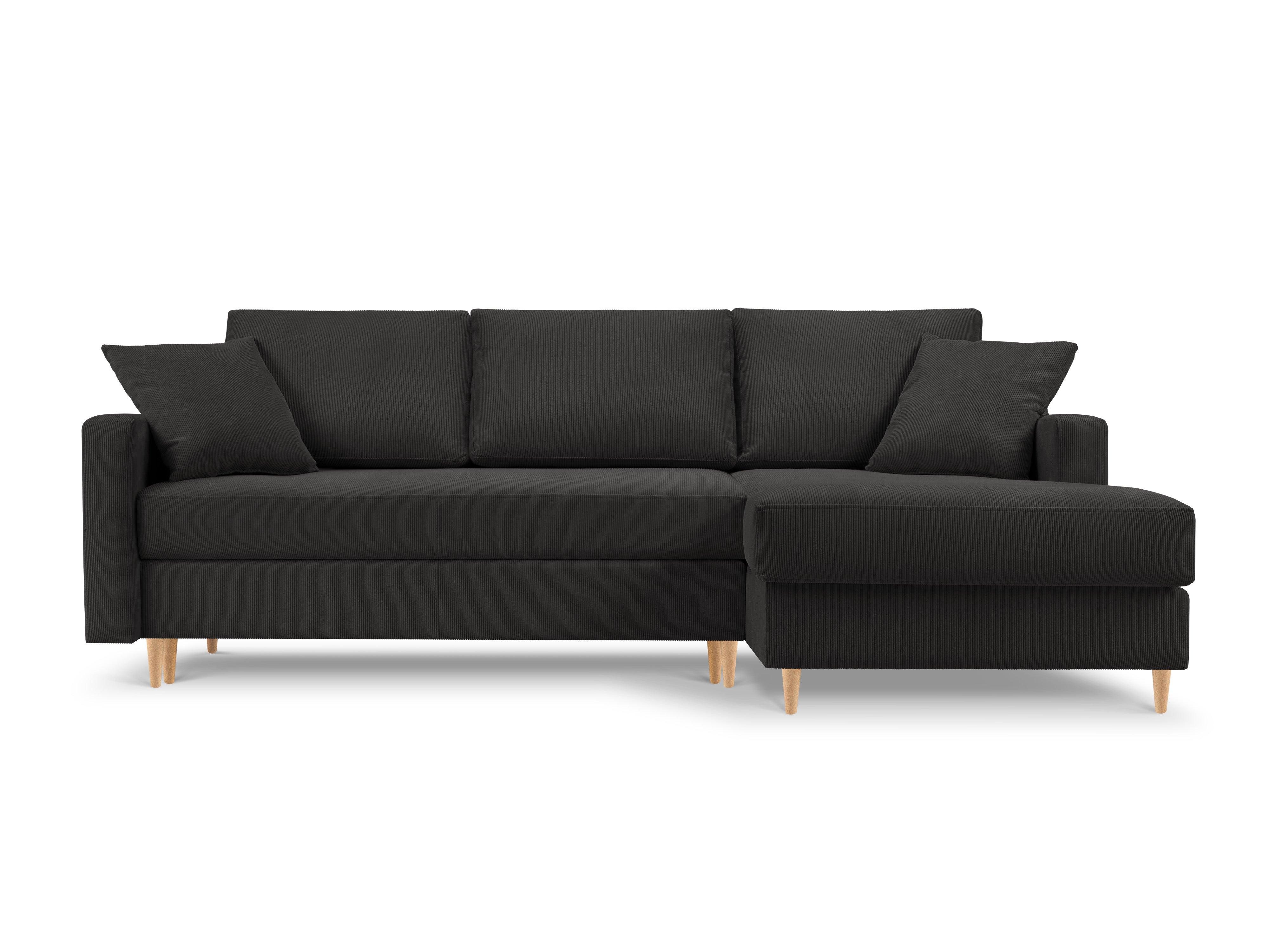 Narożnik prawostronny sztruksowy z funkcją spania ROSE ciemnoszary Mazzini Sofas Eye on Design