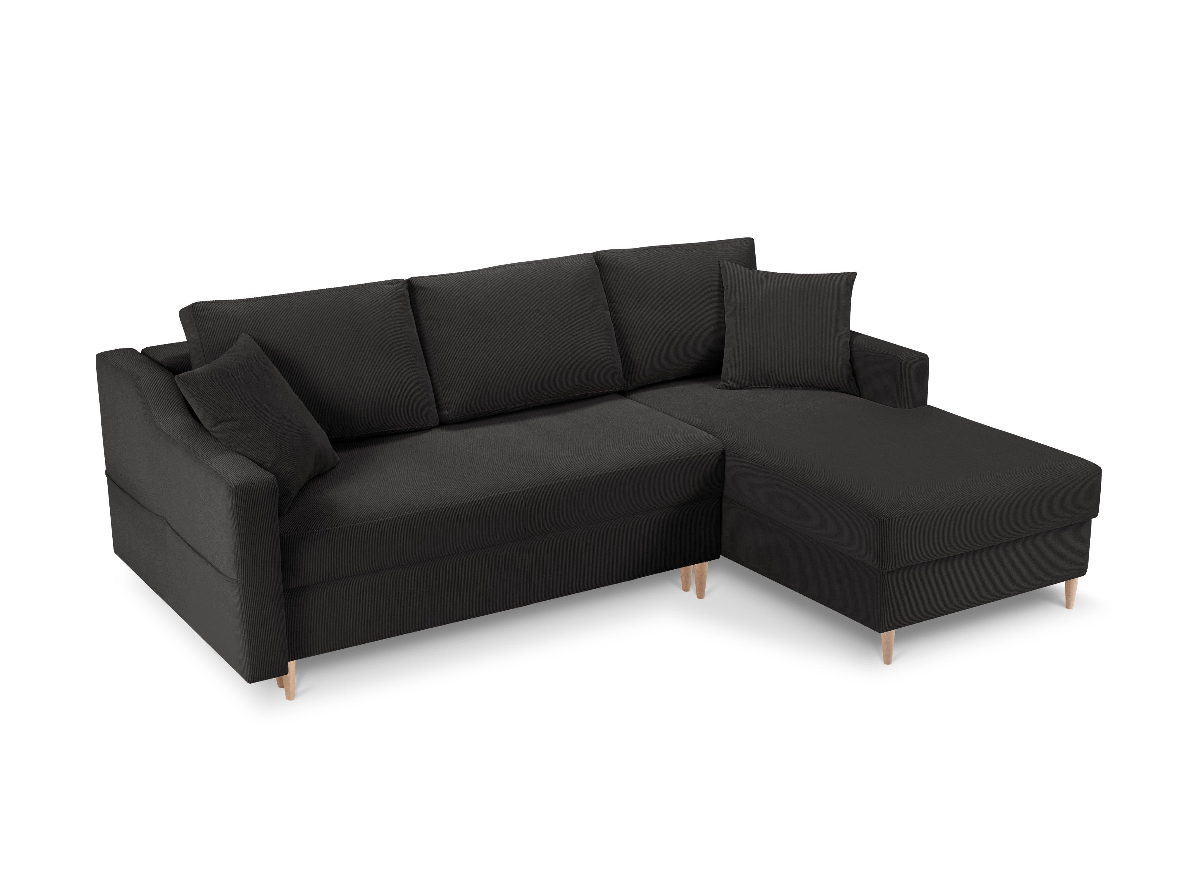 Narożnik prawostronny sztruksowy z funkcją spania ROSE ciemnoszary Mazzini Sofas Eye on Design