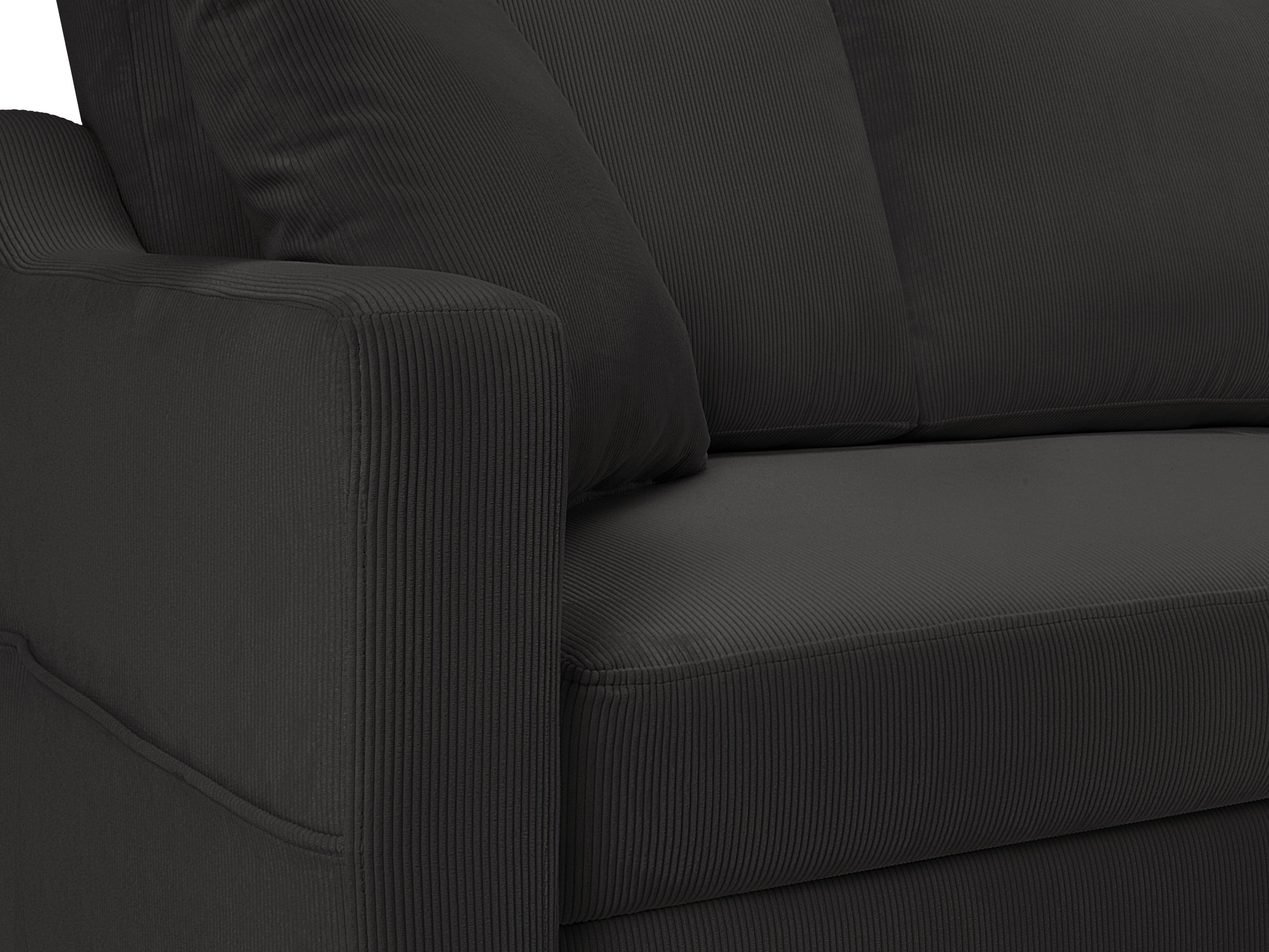 Narożnik prawostronny sztruksowy z funkcją spania ROSE ciemnoszary Mazzini Sofas Eye on Design