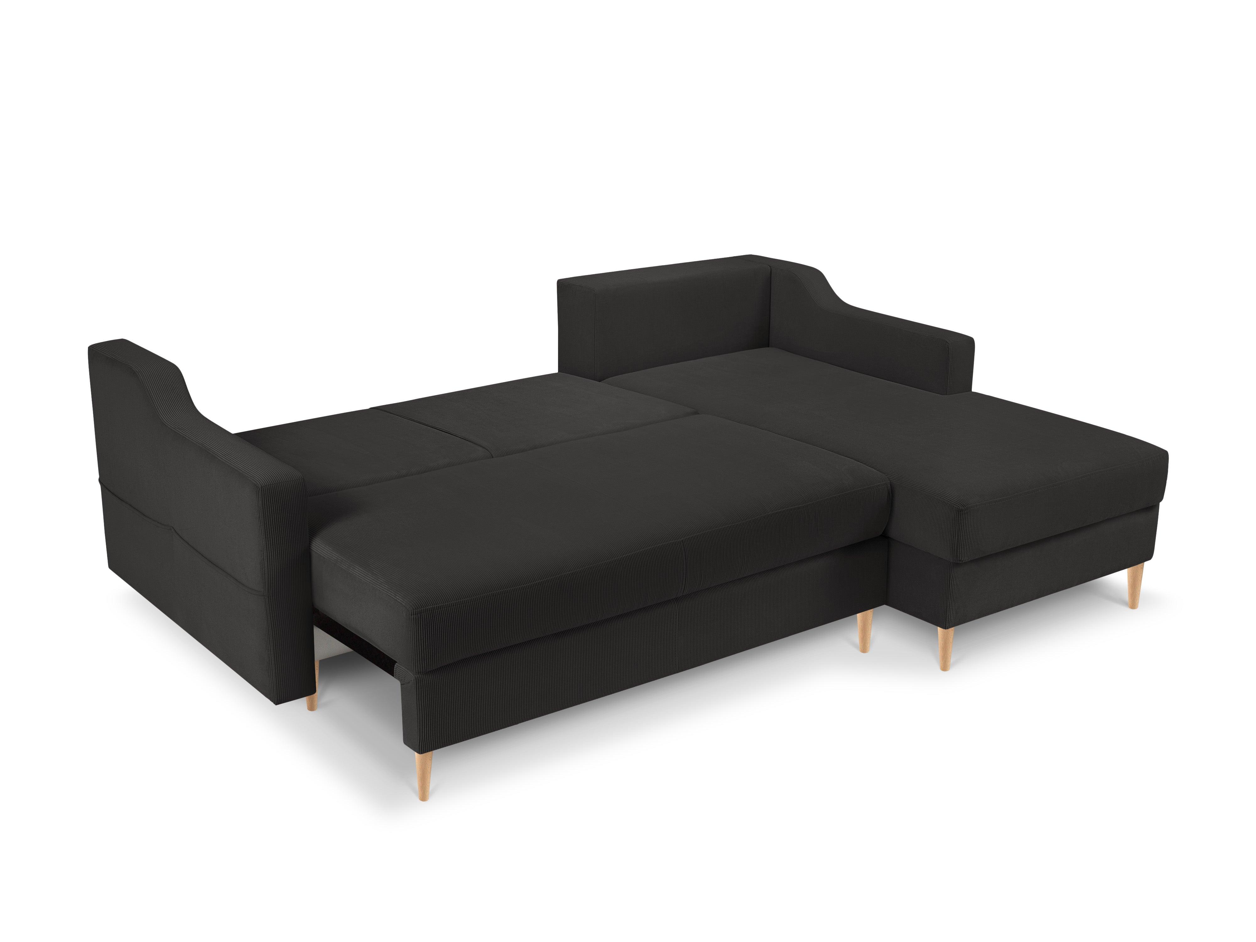 Narożnik prawostronny sztruksowy z funkcją spania ROSE ciemnoszary Mazzini Sofas Eye on Design