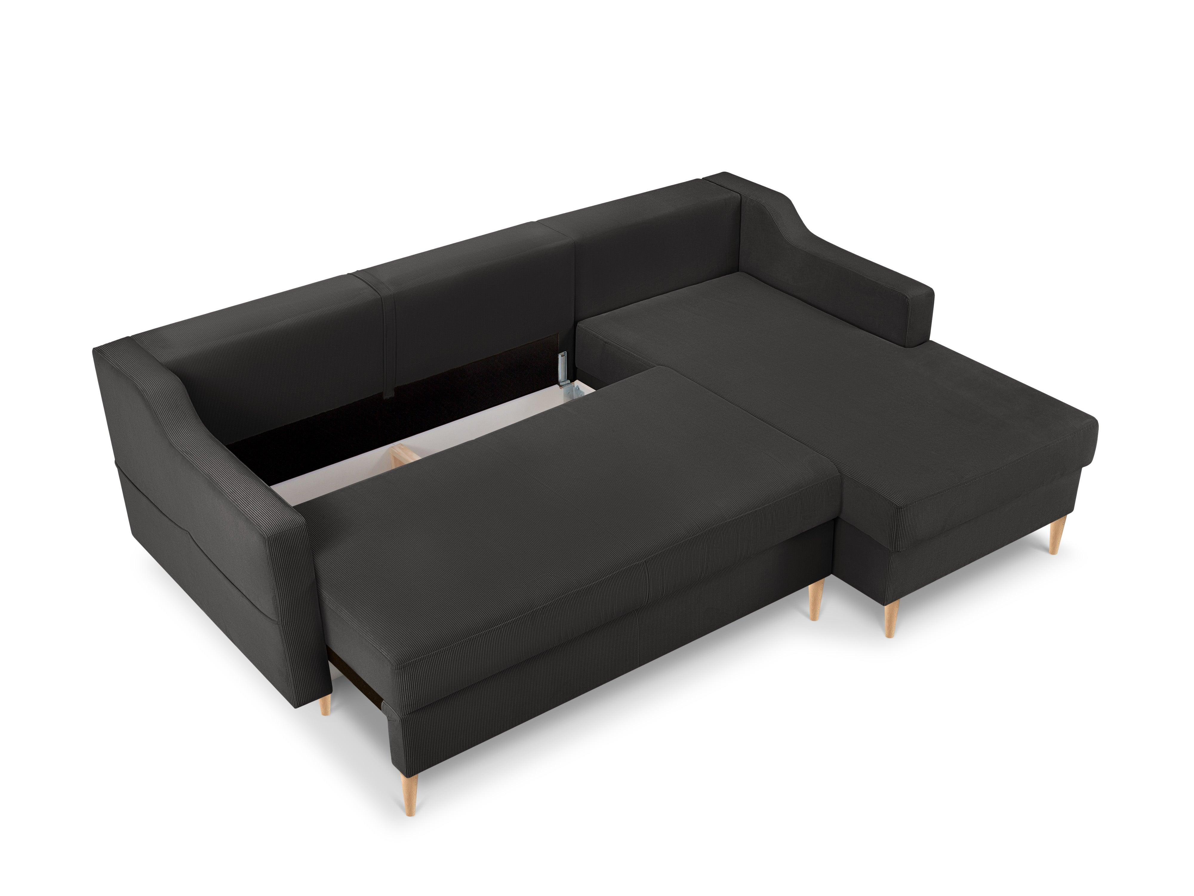 Narożnik prawostronny sztruksowy z funkcją spania ROSE ciemnoszary Mazzini Sofas Eye on Design