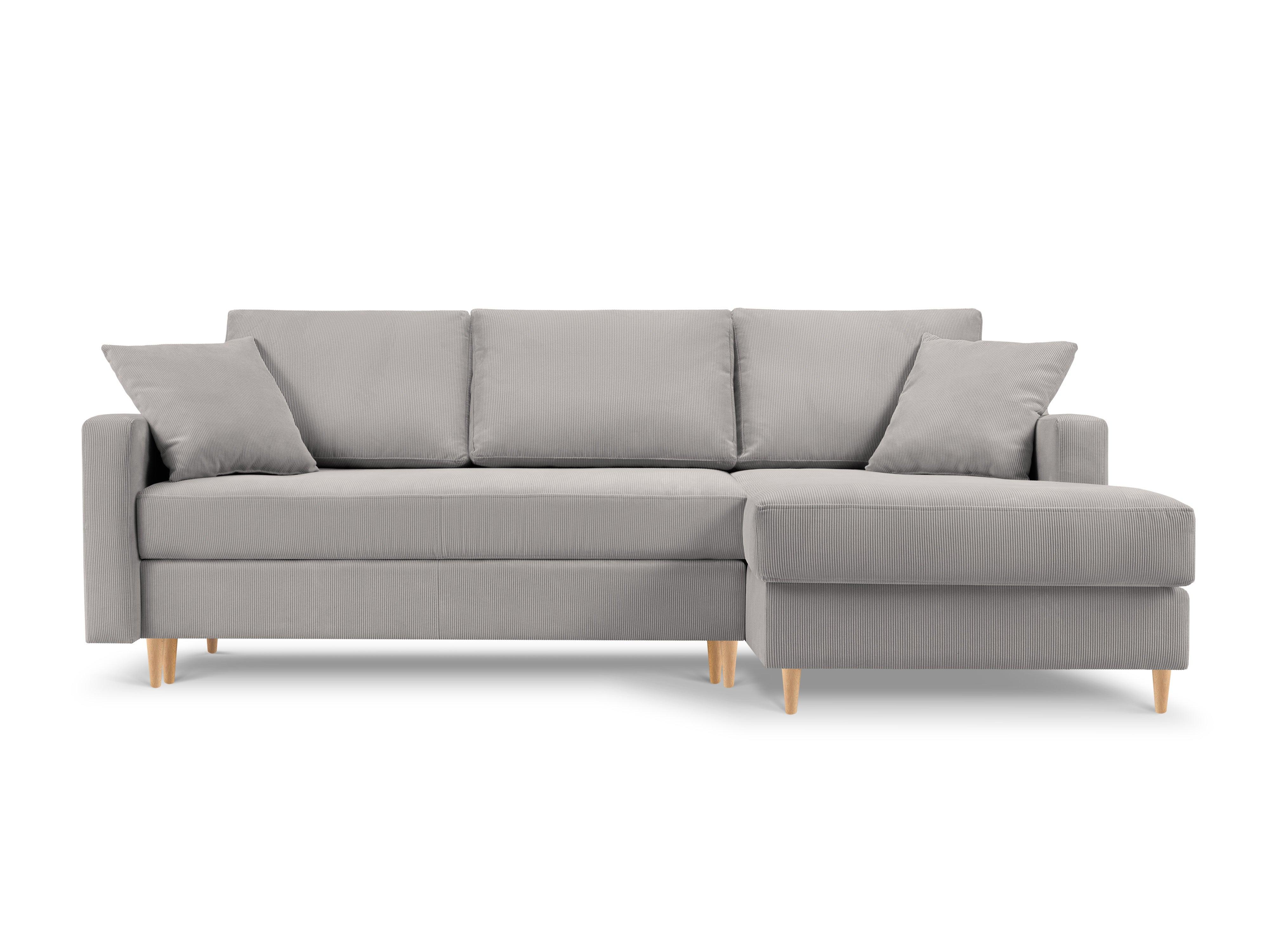 Narożnik prawostronny sztruksowy z funkcją spania ROSE jasnoszary Mazzini Sofas Eye on Design