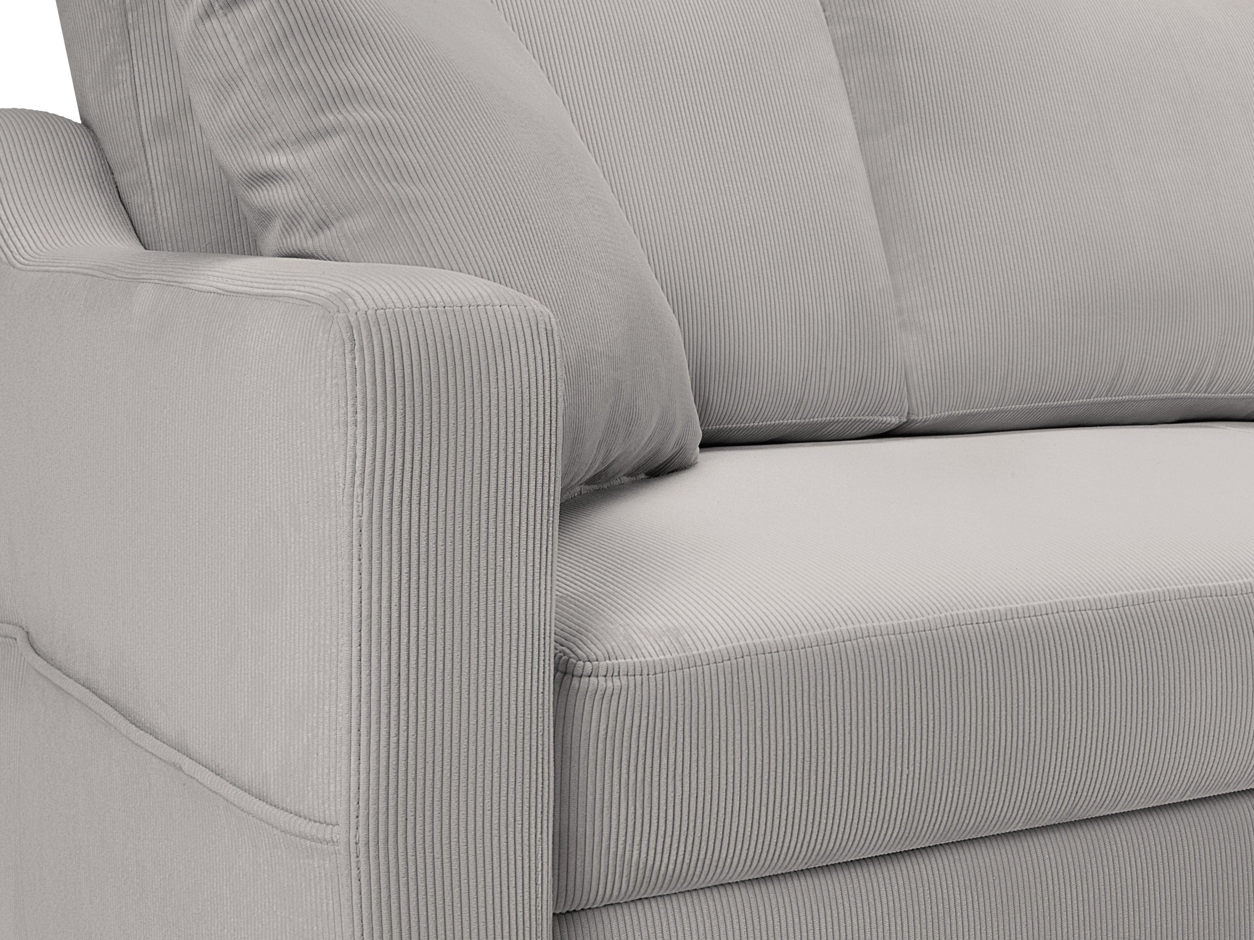 Narożnik prawostronny sztruksowy z funkcją spania ROSE jasnoszary Mazzini Sofas Eye on Design