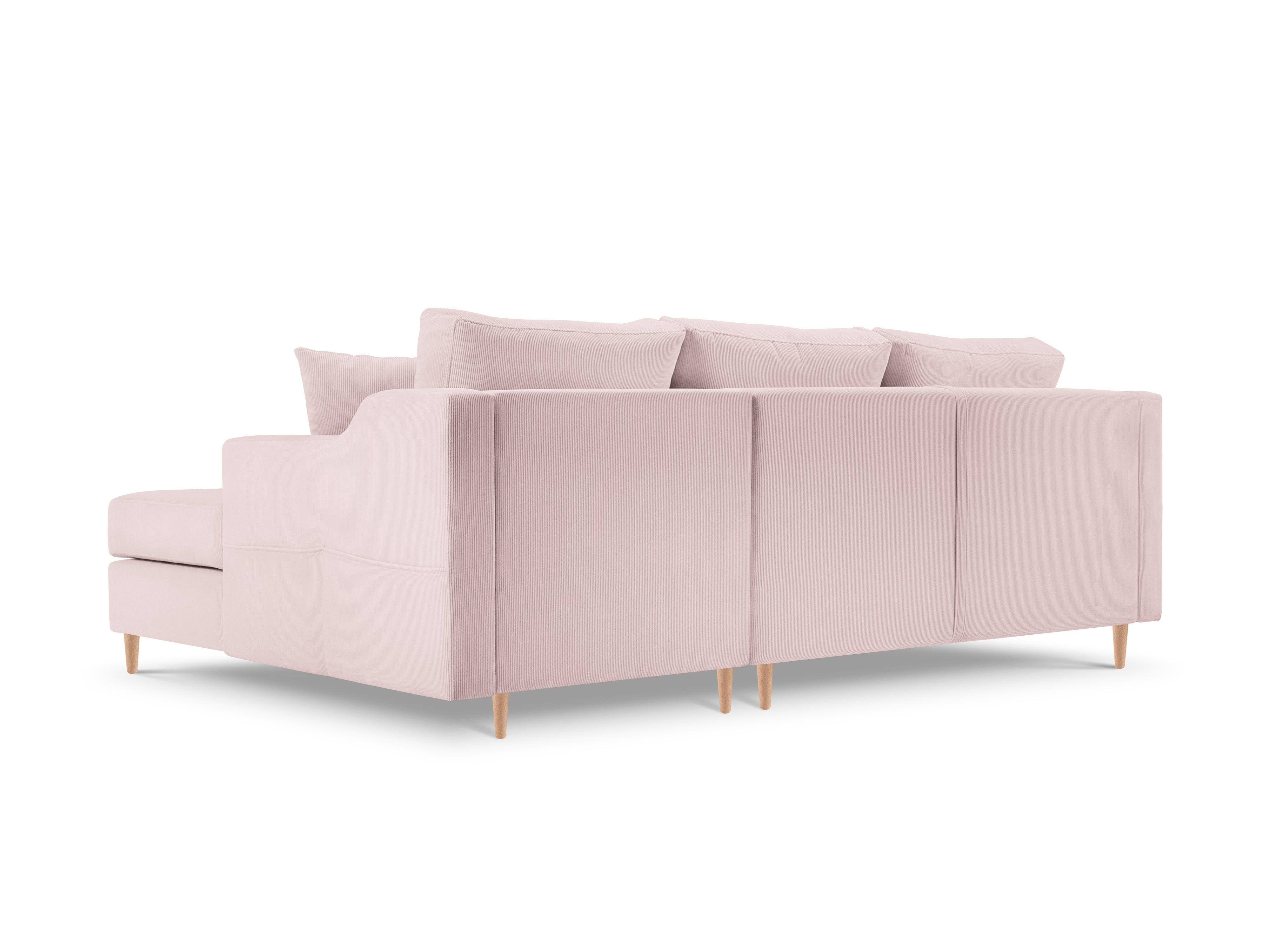 Narożnik prawostronny sztruksowy z funkcją spania ROSE różowy Mazzini Sofas Eye on Design