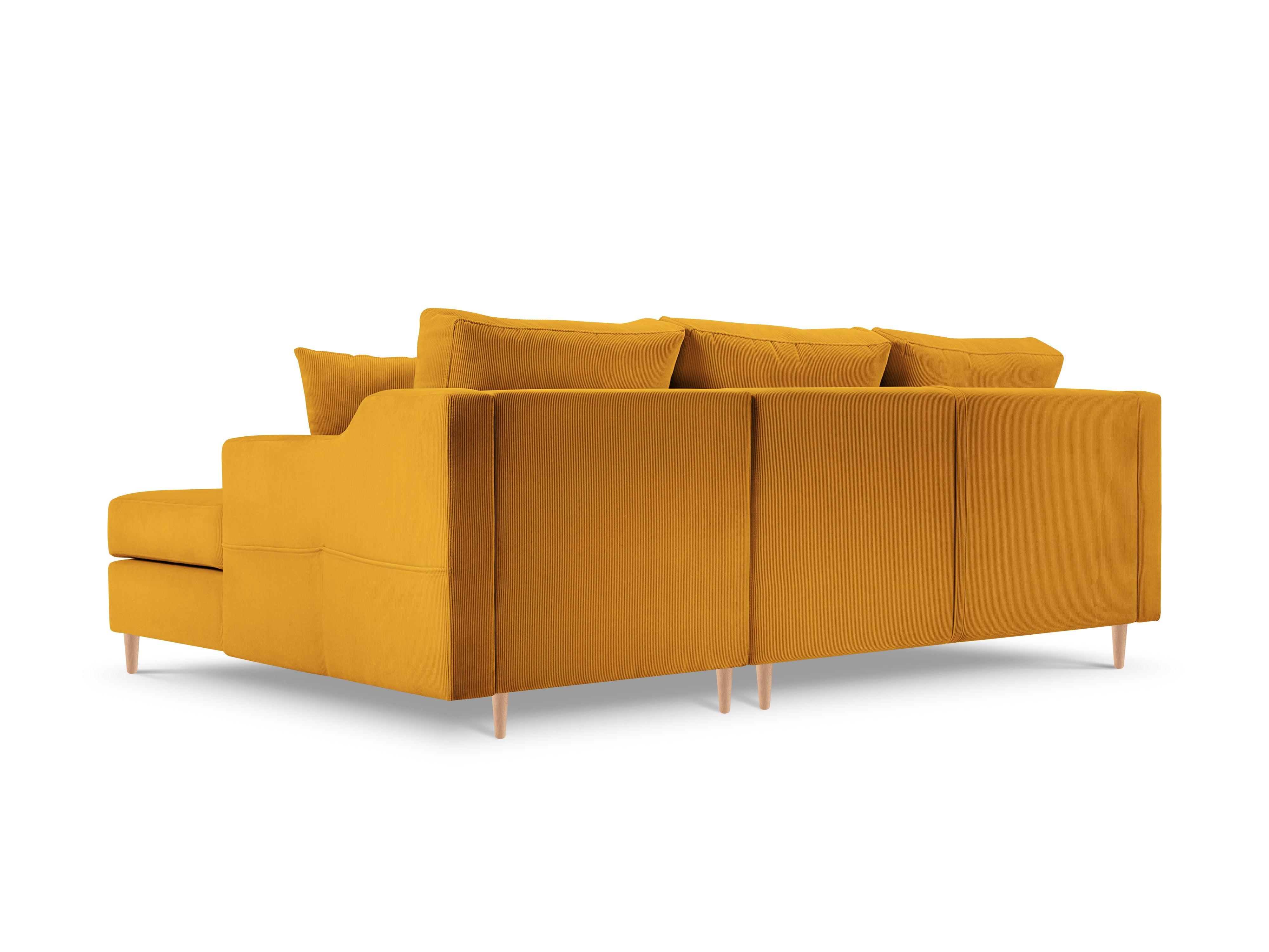 Narożnik prawostronny sztruksowy z funkcją spania ROSE żółty Mazzini Sofas Eye on Design