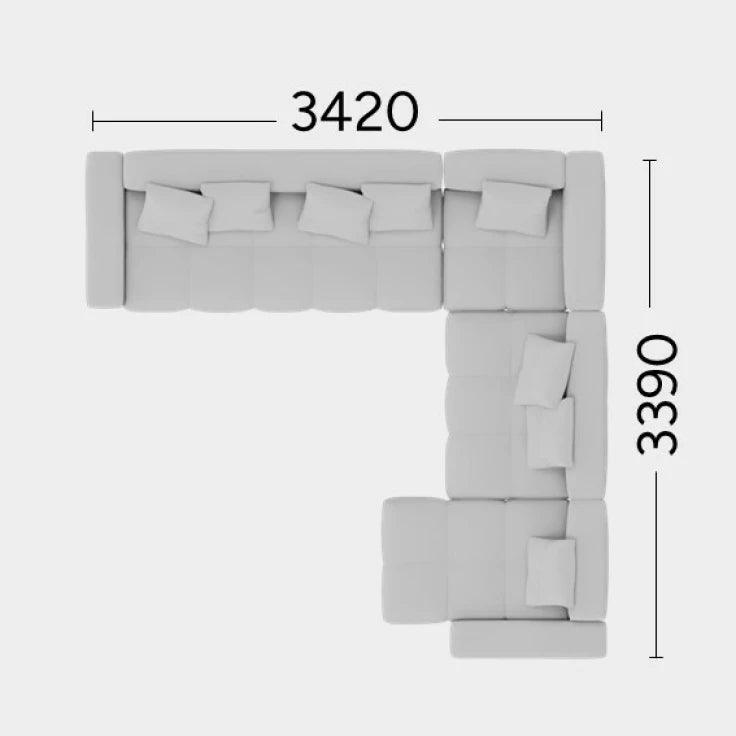 Narożnik prawostronny TUFTI Rosanero 342x339 cm Grupa 0 Eye on Design