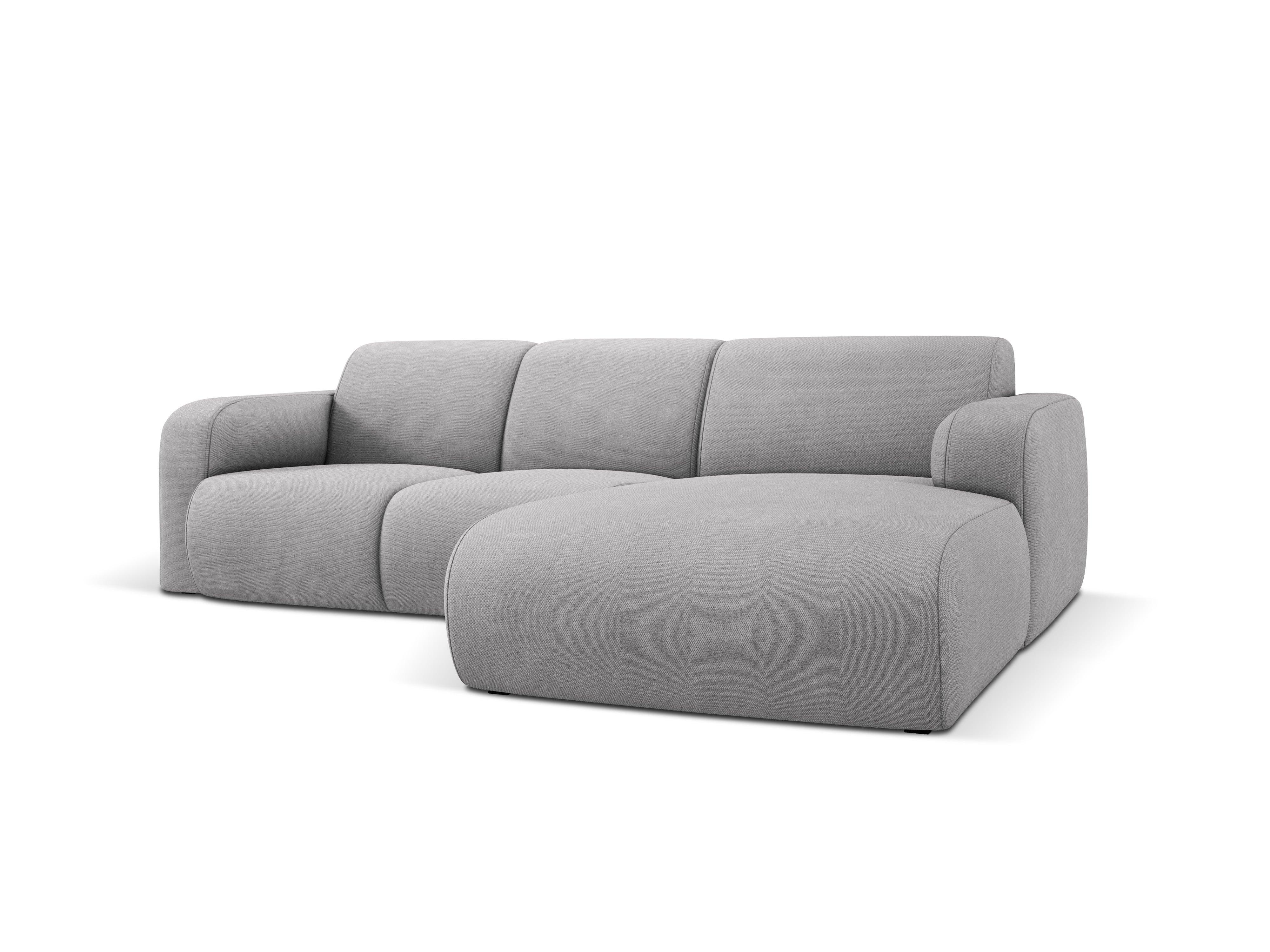 Narożnik prawostronny w tkaninie chenillowej 4-osobowy LOLA jasnoszary Windsor & Co Eye on Design