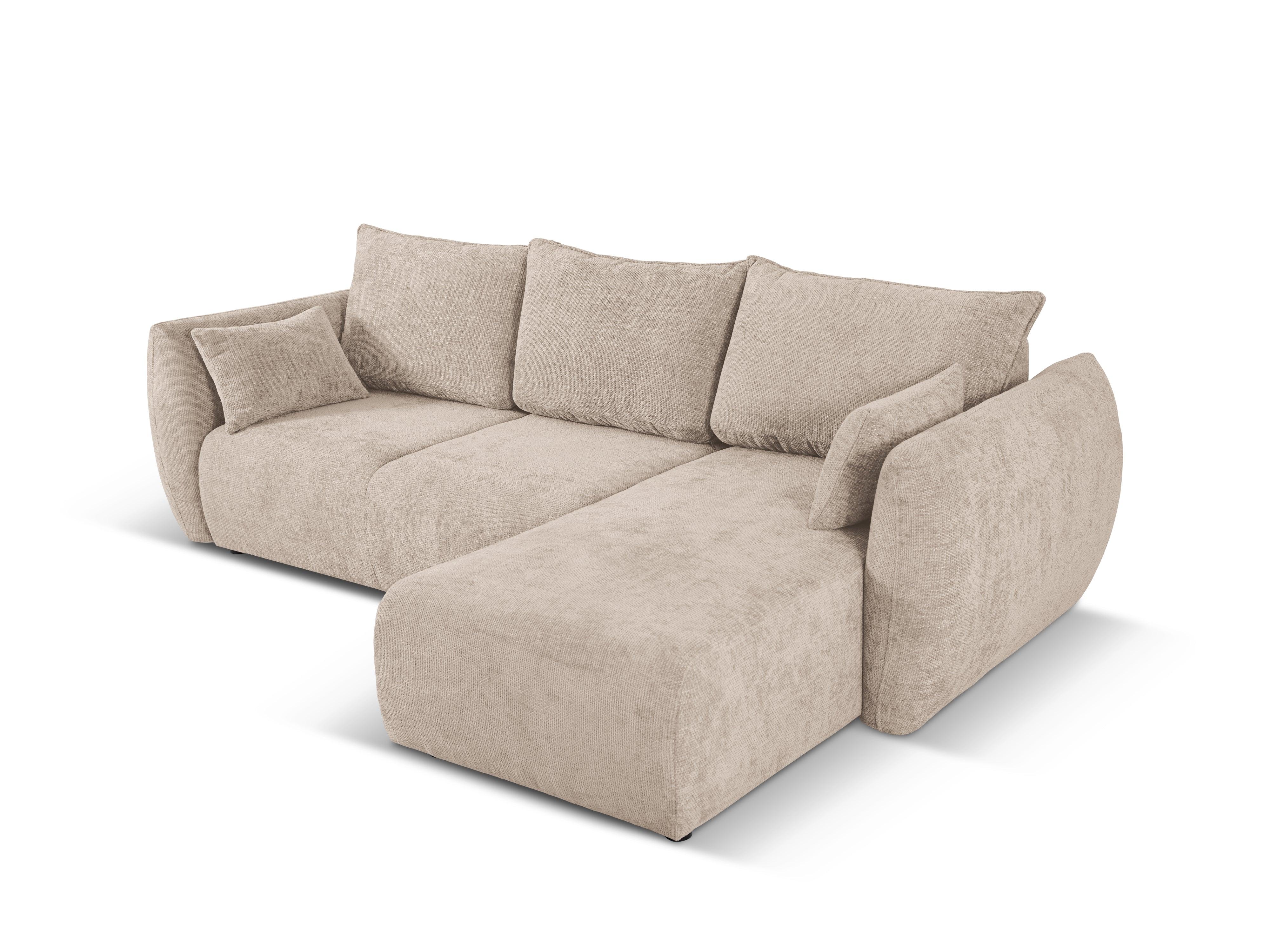 Narożnik prawostronny z funkcją spania MATERA beżowy szenil Cosmopolitan Design Eye on Design