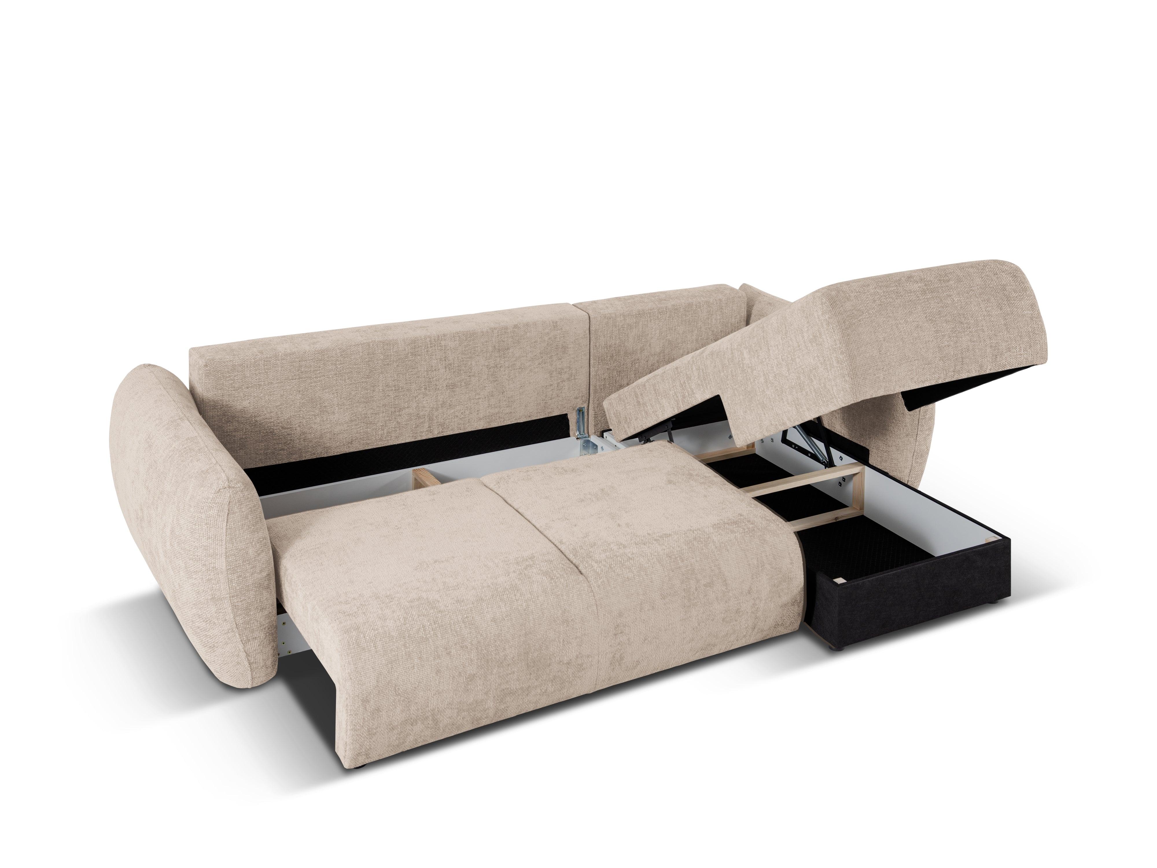 Narożnik prawostronny z funkcją spania MATERA beżowy szenil Cosmopolitan Design Eye on Design