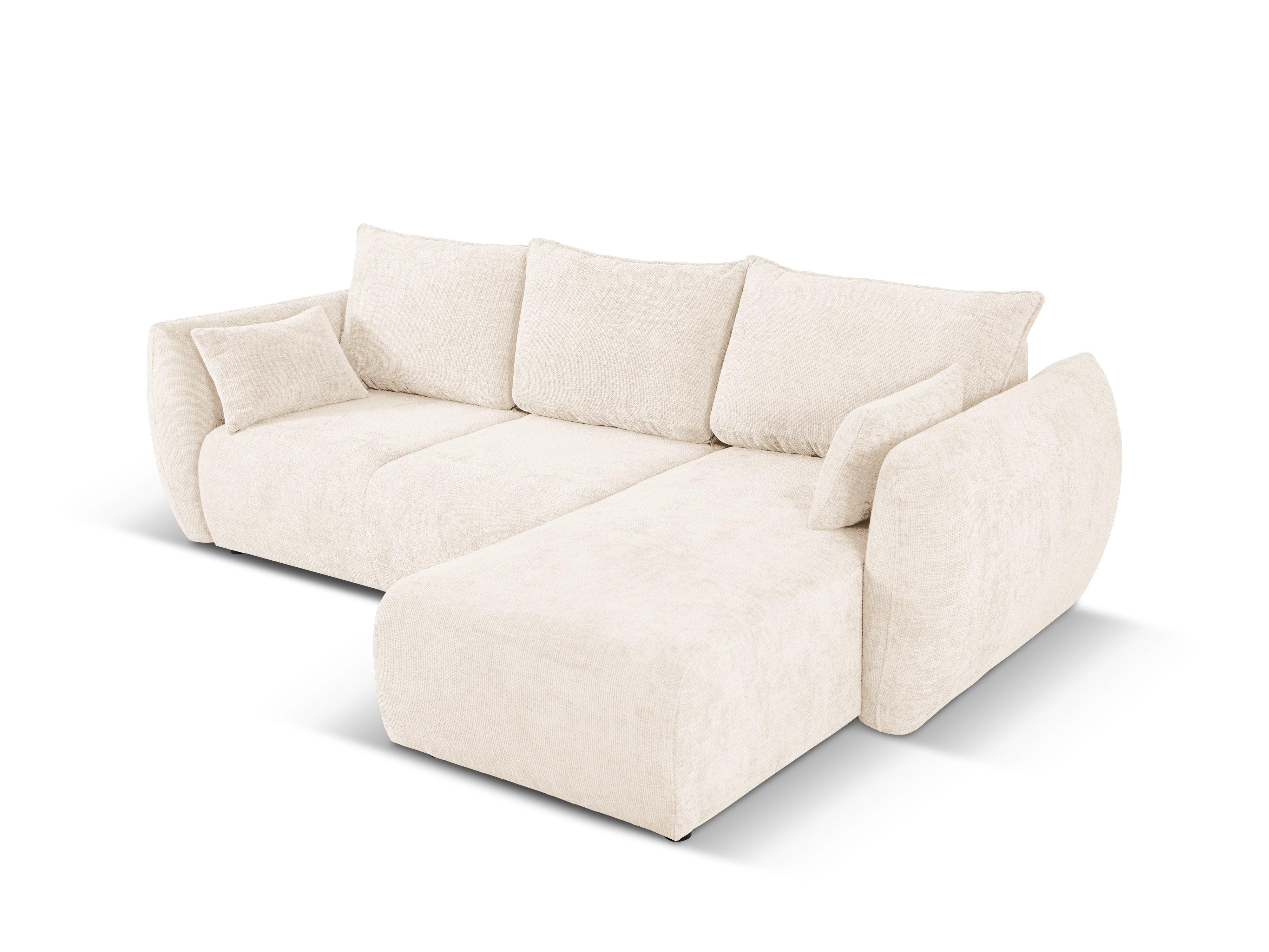 Narożnik prawostronny z funkcją spania MATERA jasnobeżowy szenil Cosmopolitan Design Eye on Design