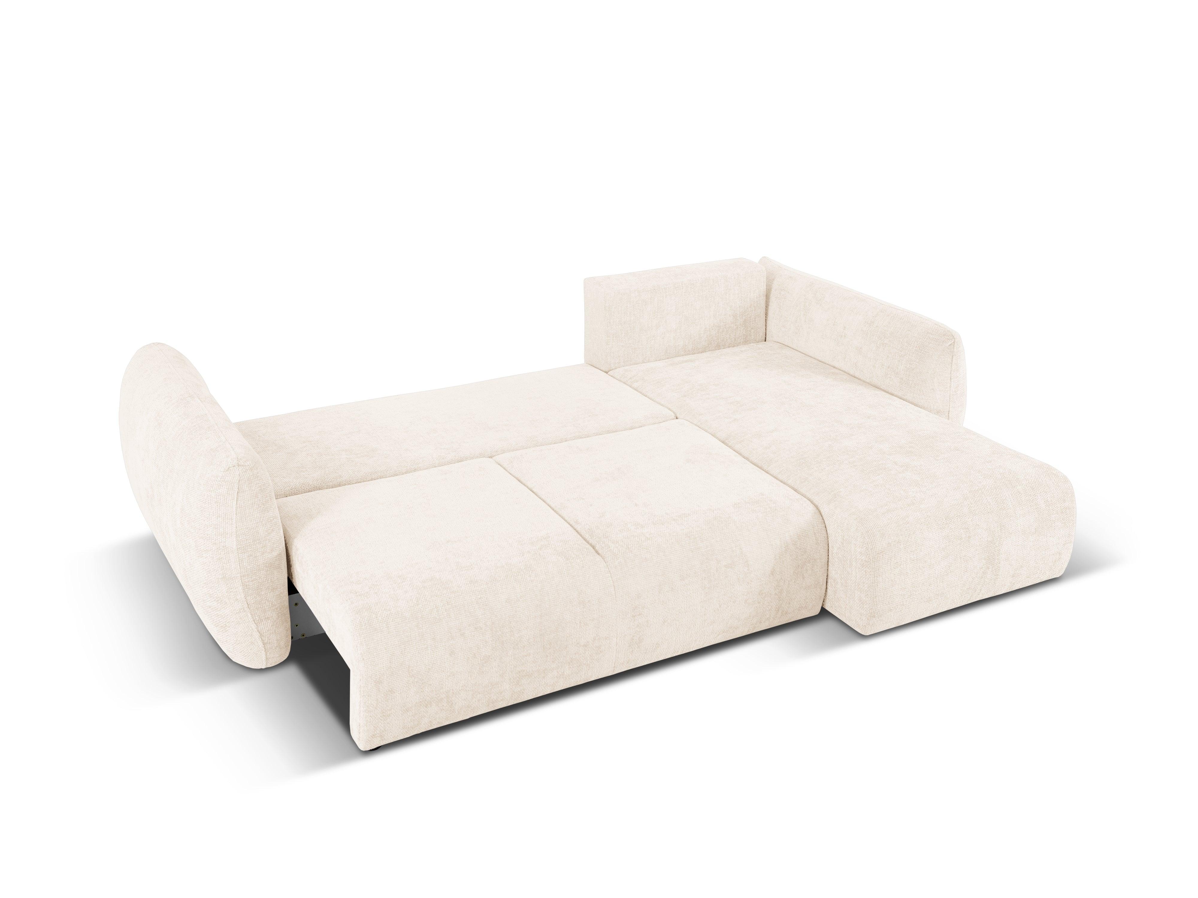 Narożnik prawostronny z funkcją spania MATERA jasnobeżowy szenil Cosmopolitan Design Eye on Design