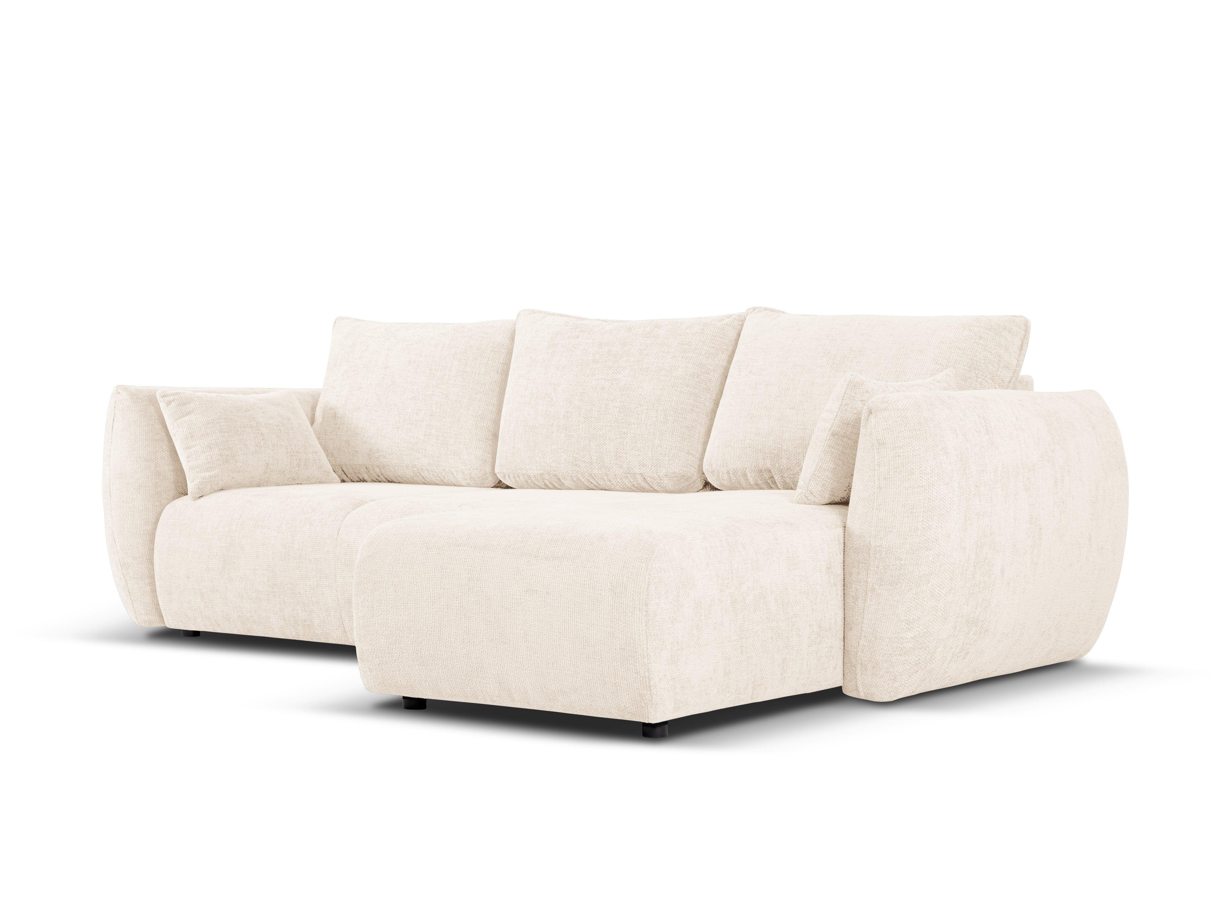 Narożnik prawostronny z funkcją spania MATERA jasnobeżowy szenil Cosmopolitan Design Eye on Design