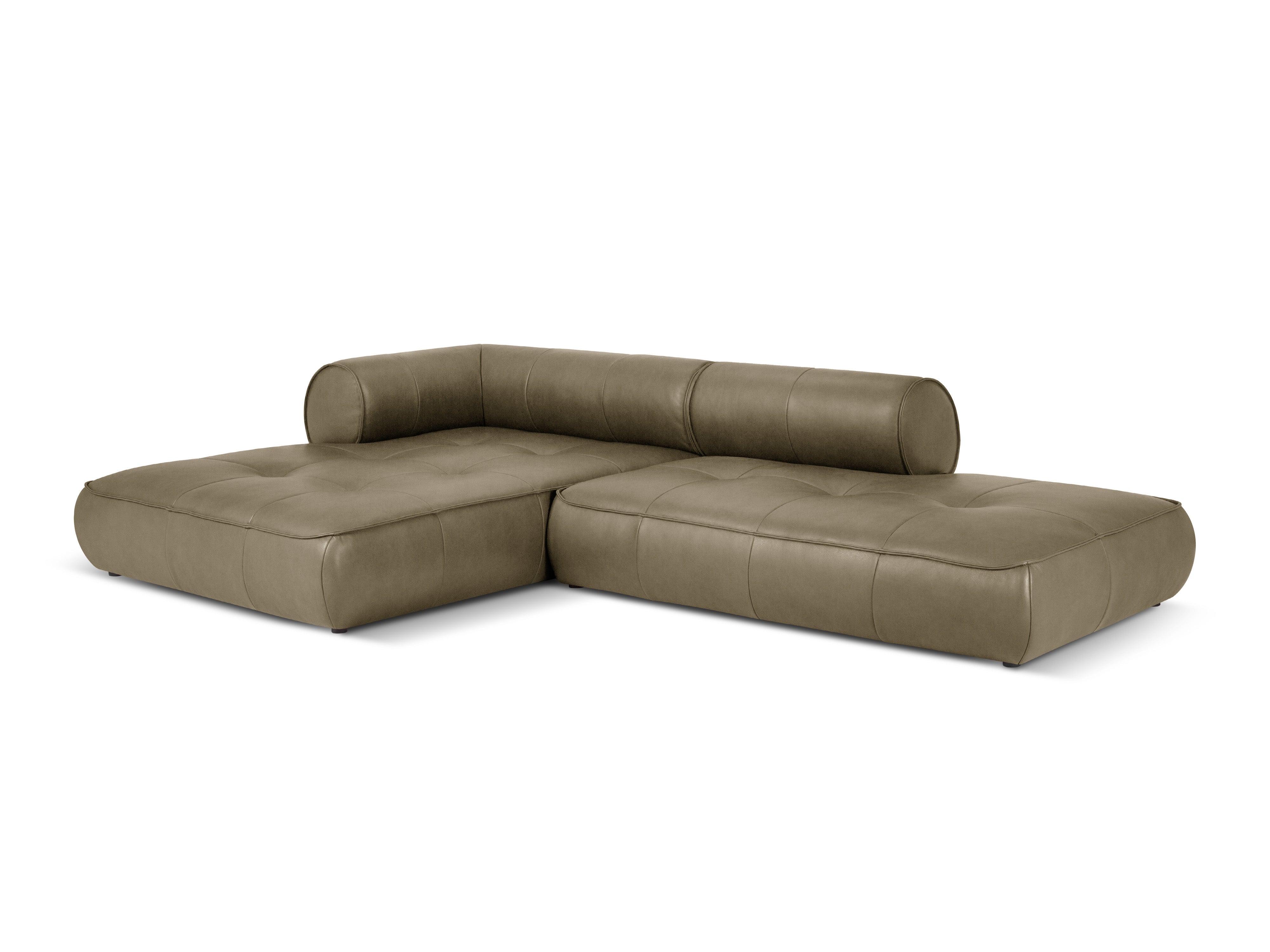 Narożnik skórzany lewostronny otwarty LILY oliwkowy Maison Heritage Eye on Design