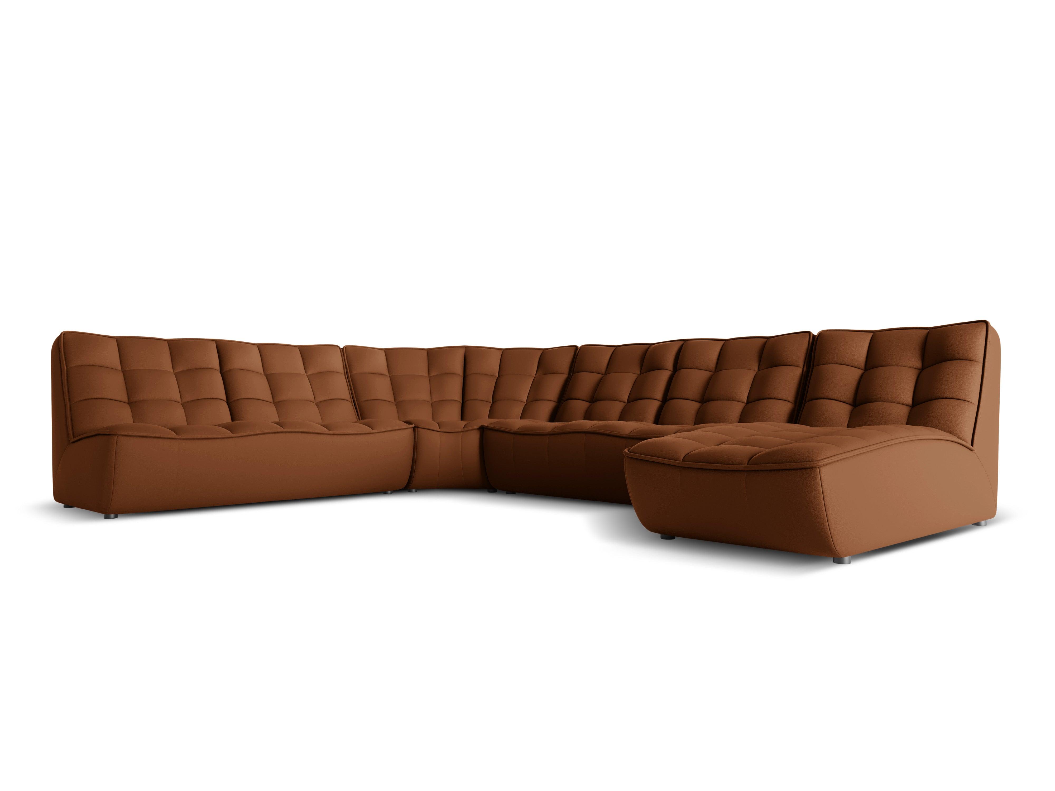 Narożnik skórzany panoramiczny lewostronny MONI brązowy Maison Heritage Eye on Design